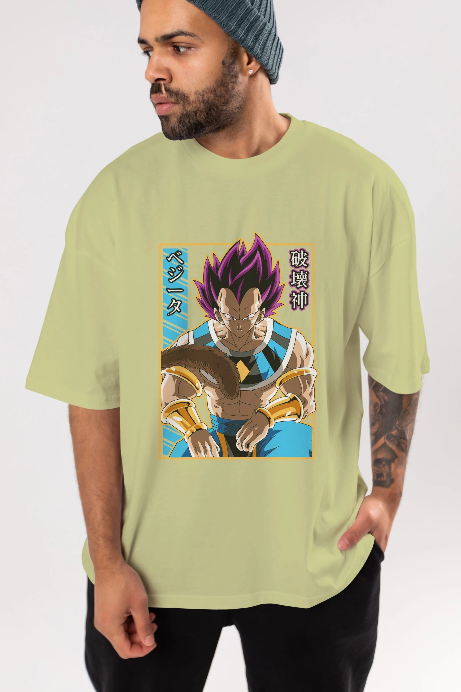 DragonBall VegetaHakaishin Anime Ön Baskılı Oversize t-shirt %100 pamuk Erkek Kadın Unisex