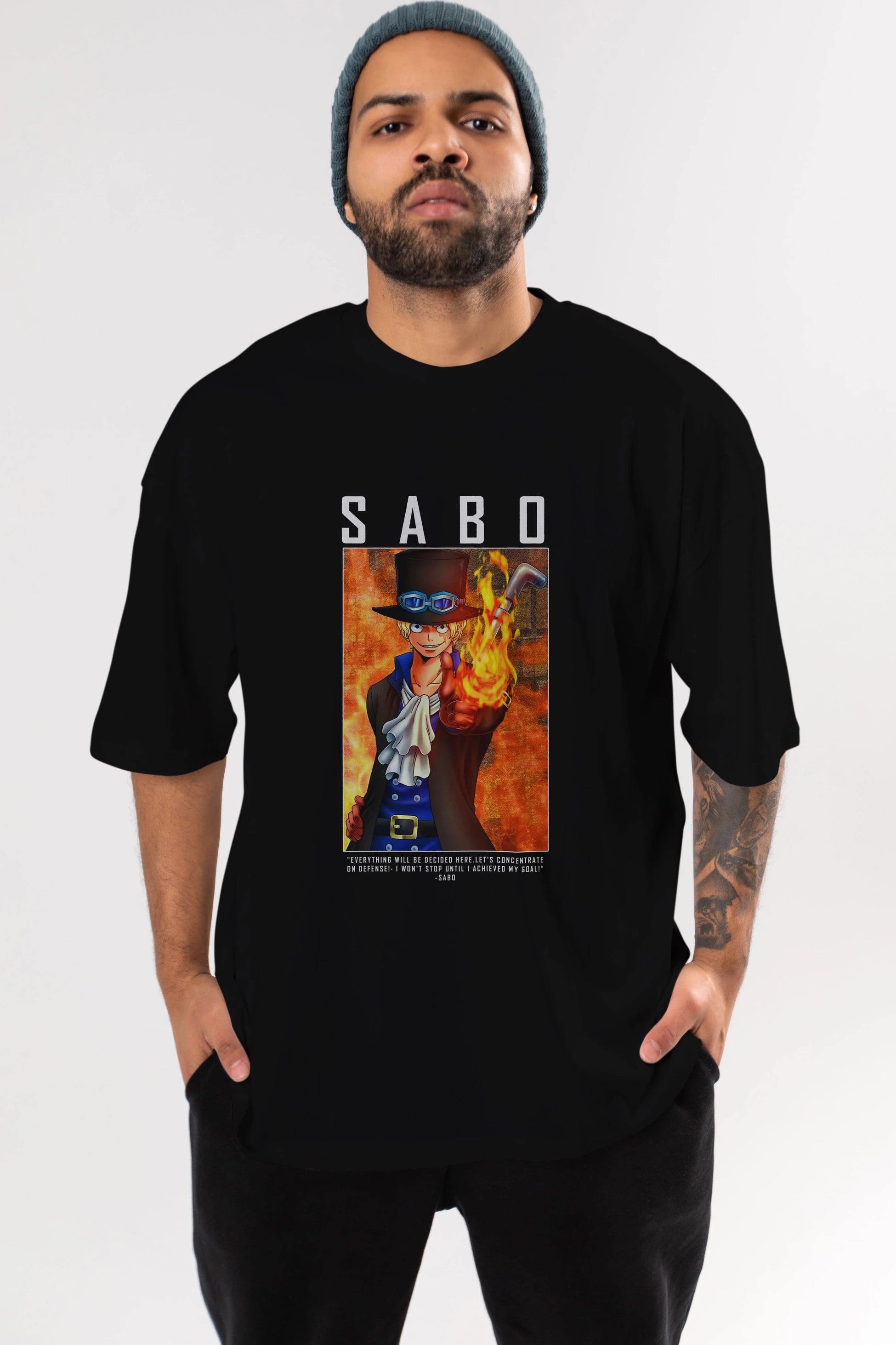 Sabo Anime Ön Baskılı Oversize t-shirt Erkek Kadın Unisex