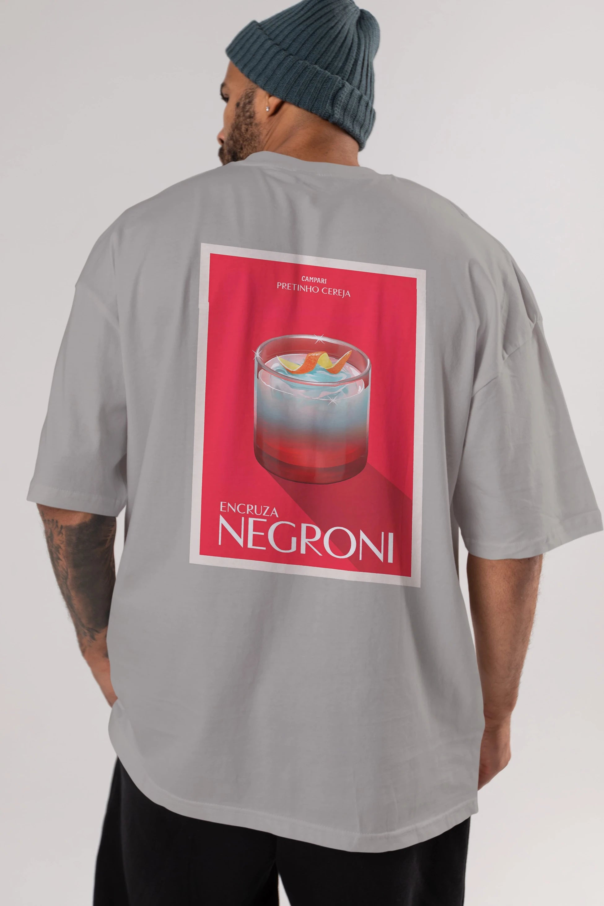 Encruza Negroni Arka Baskılı Oversize t-shirt Erkek Kadın Unisex %100 Pamuk Bisiklet Yaka tişort