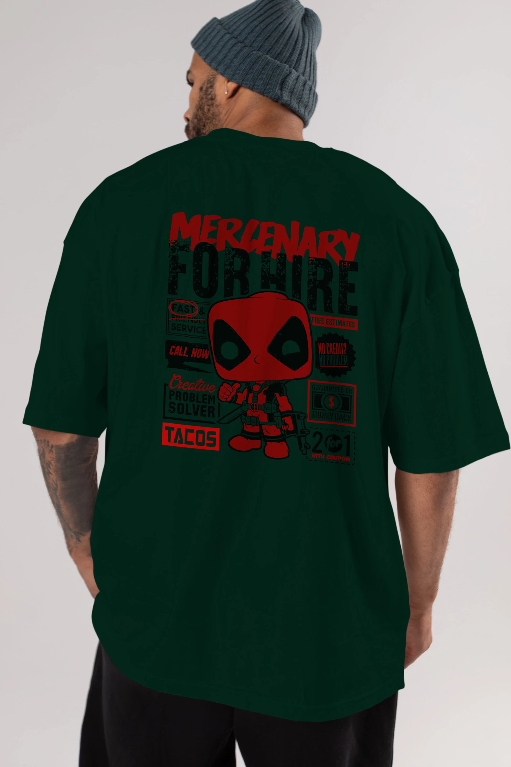 Deadpool (18) Arka Baskılı Oversize t-shirt Erkek Kadın Unisex %100 Pamuk Bisiklet Yaka tişort