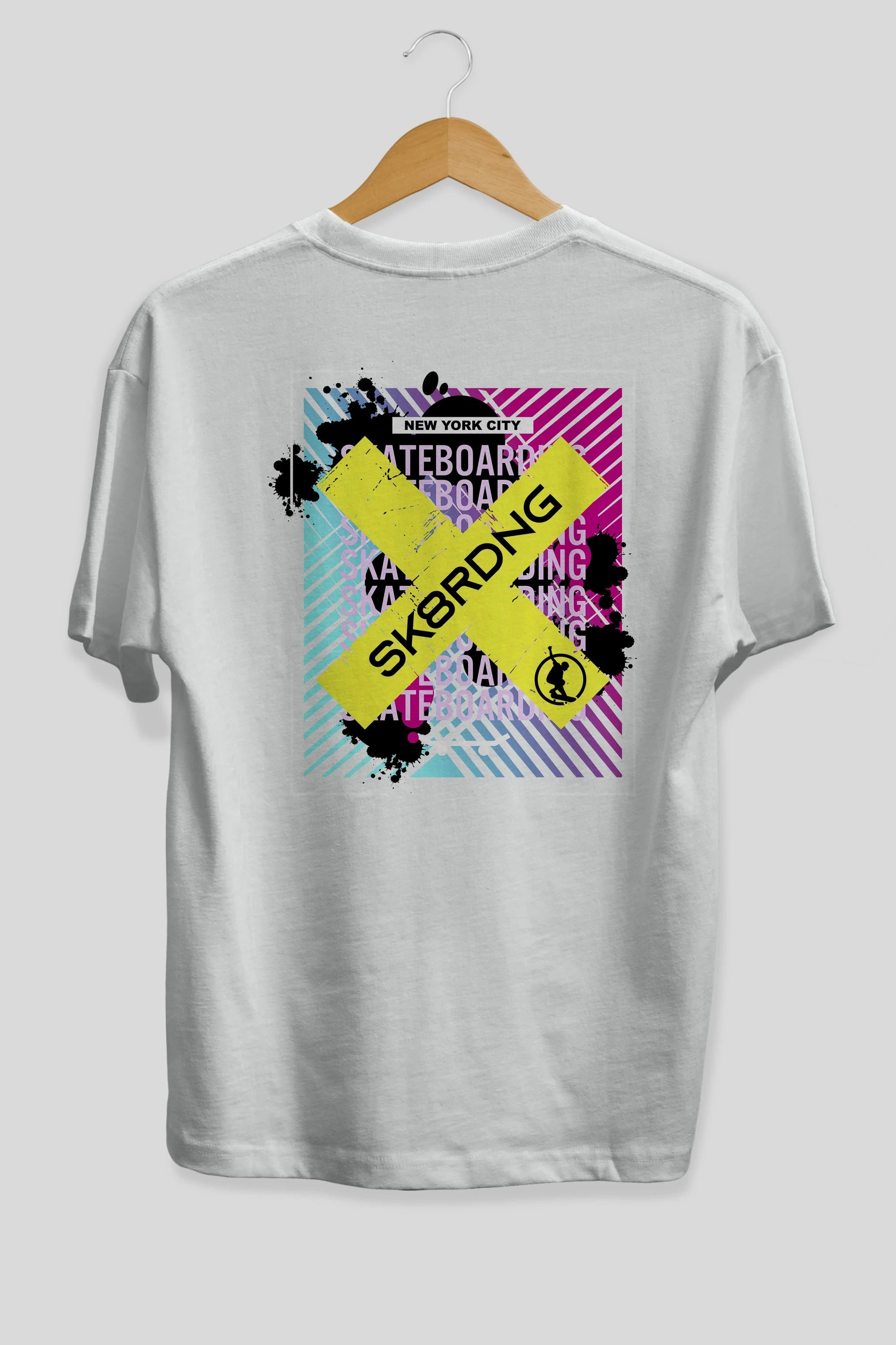 Skatebording Arka Baskılı Oversize t-shirt Erkek Kadın Unisex