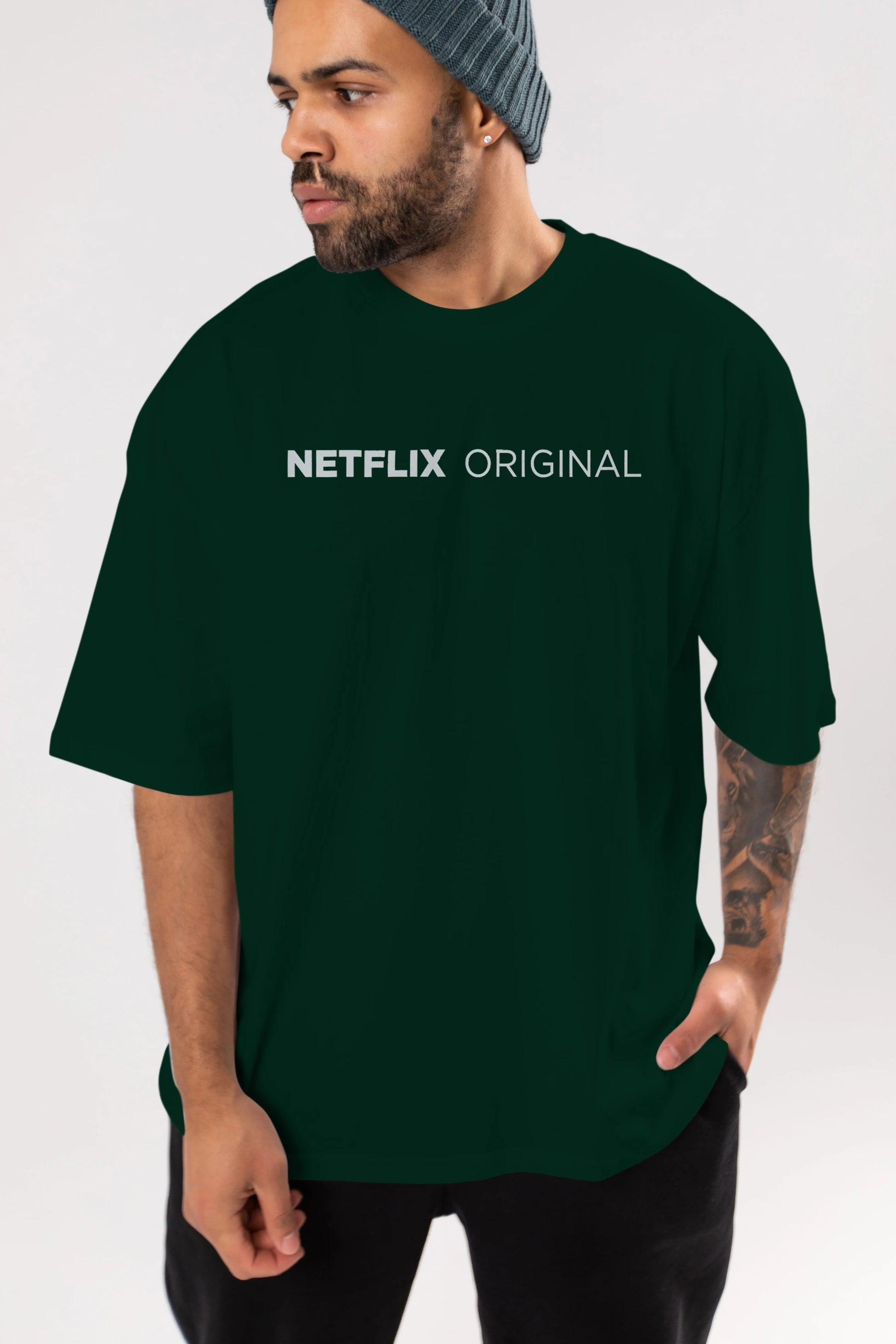 Netflix Original Ön Baskılı Oversize t-shirt %100 pamuk Erkek Kadın Unisex