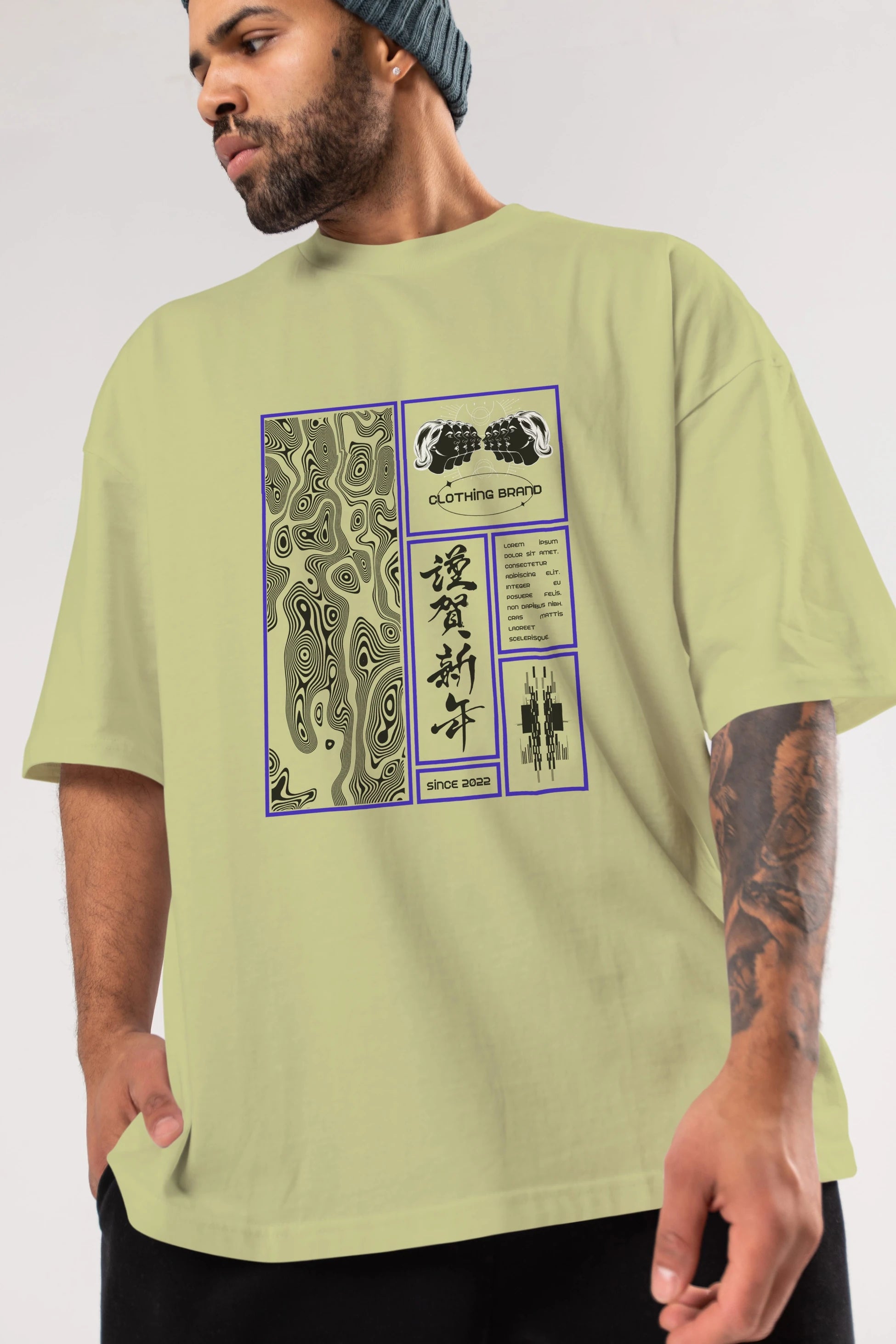 Neon Japanese Streetwear Ön Baskılı Oversize t-shirt Erkek Kadın Unisex