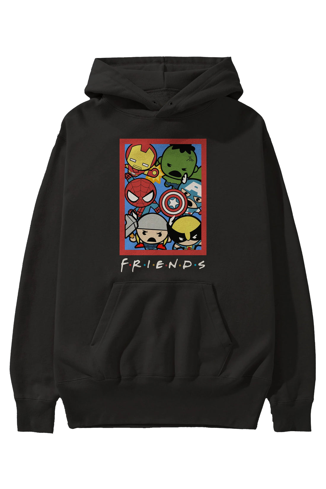 Friends Avenger Ön Baskılı Hoodie Oversize Kapüşonlu Sweatshirt Erkek Kadın Unisex