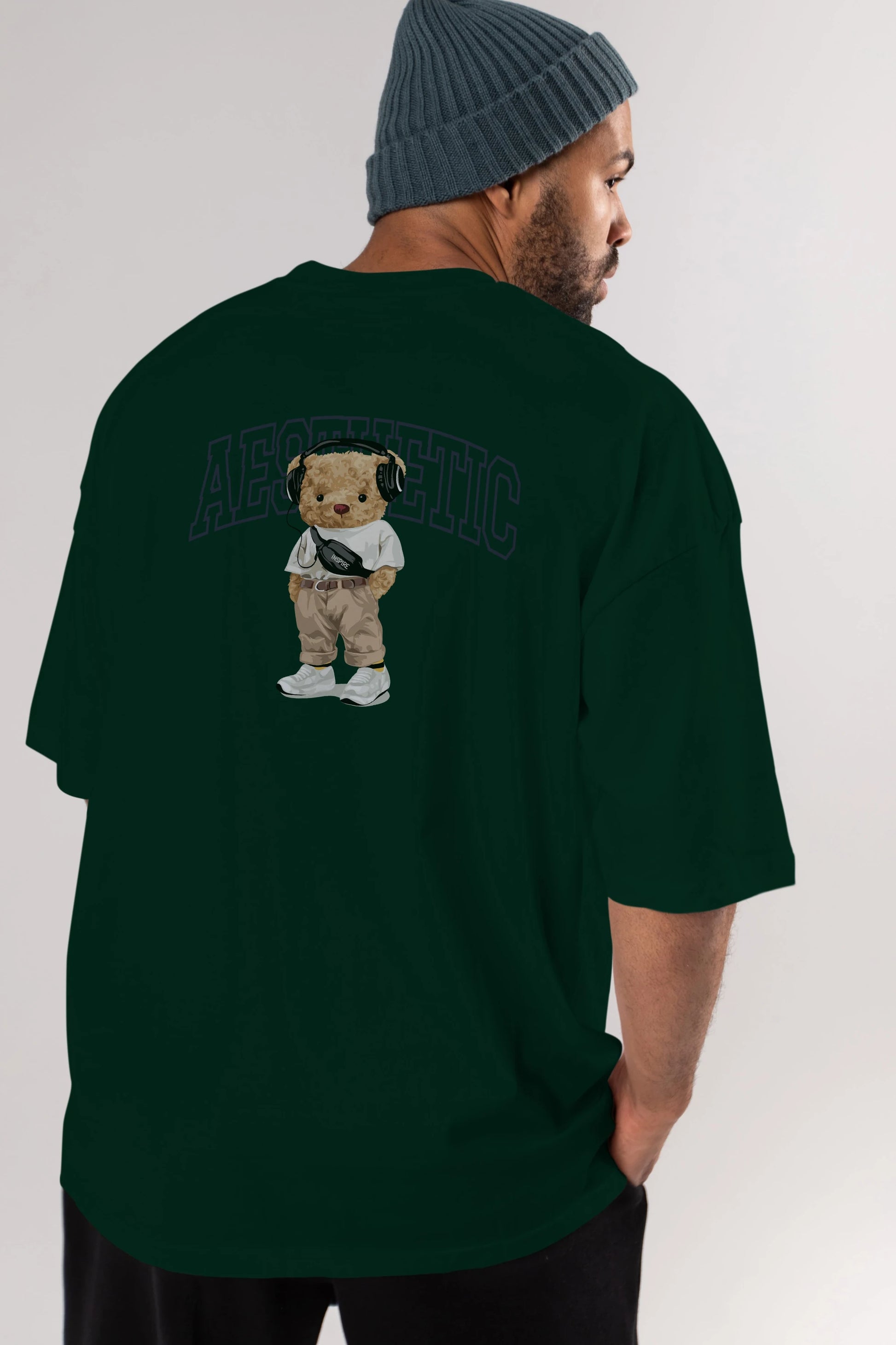 Teddy Bear Aesthetıc Arka Baskılı Oversize t-shirt Erkek Kadın Unisex %100 Pamuk