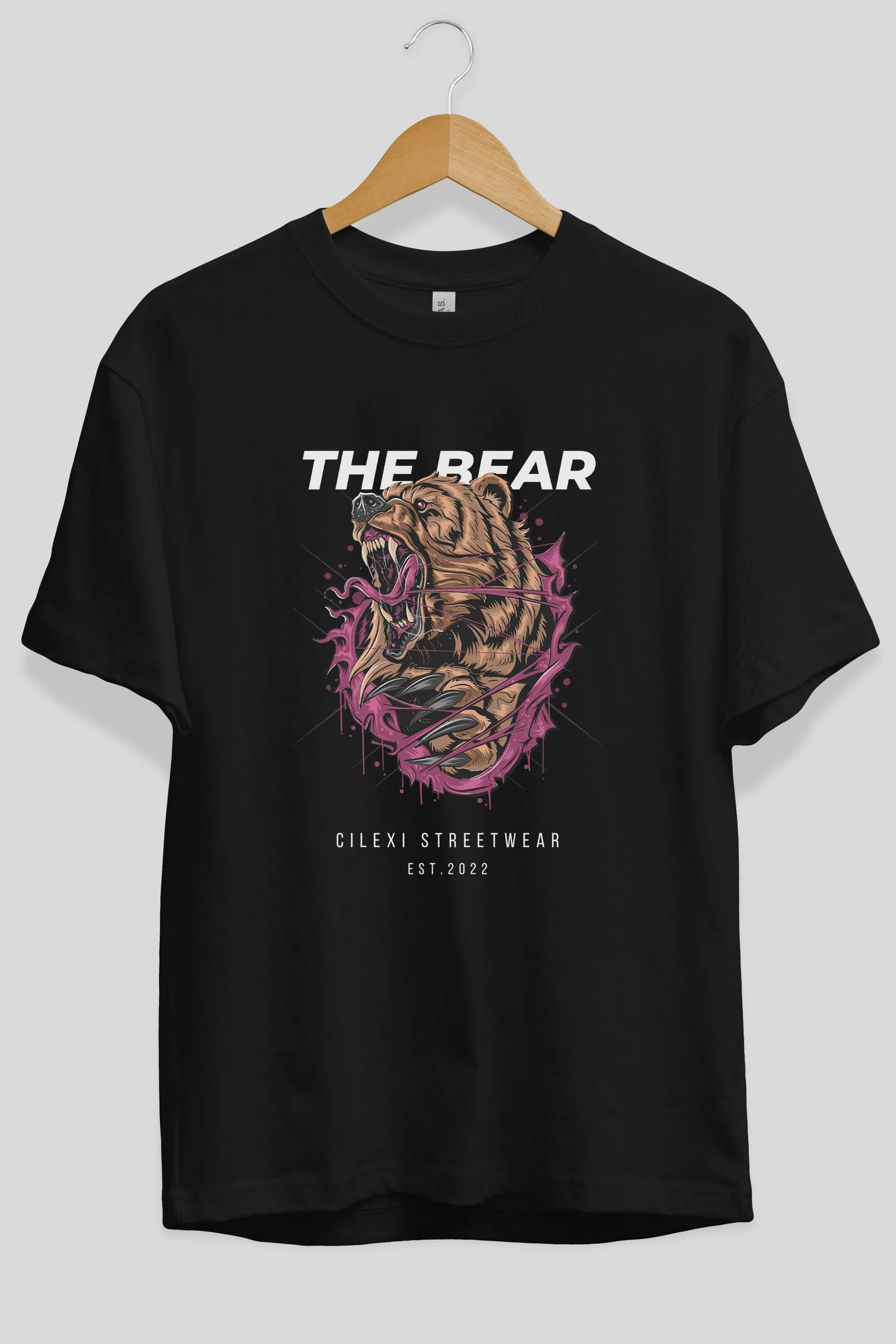 The Bear Ön Baskılı Oversize t-shirt Erkek Kadın Unisex