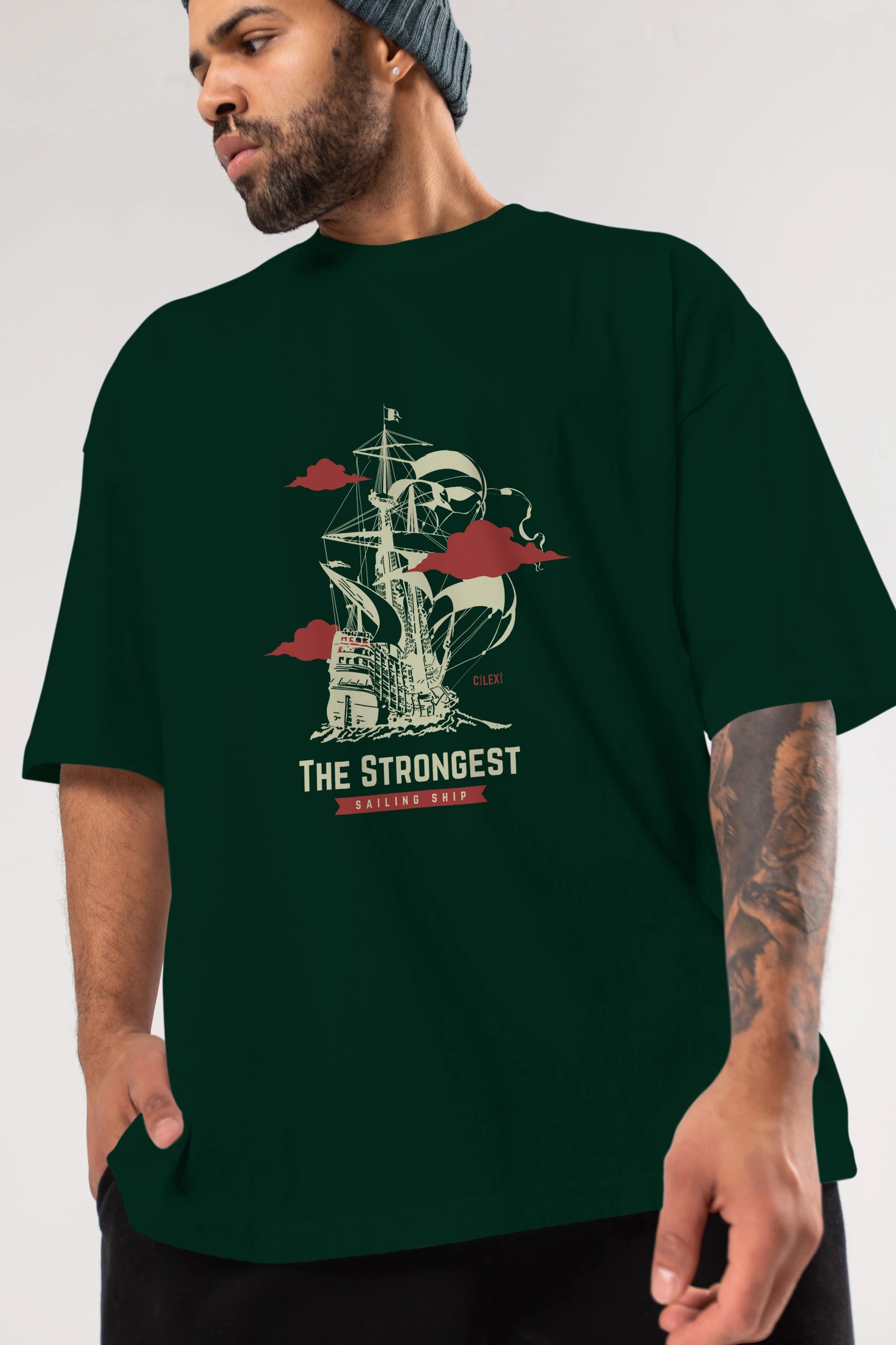 The Strongest Yazılı Ön Baskılı Oversize t-shirt Erkek Kadın Unisex