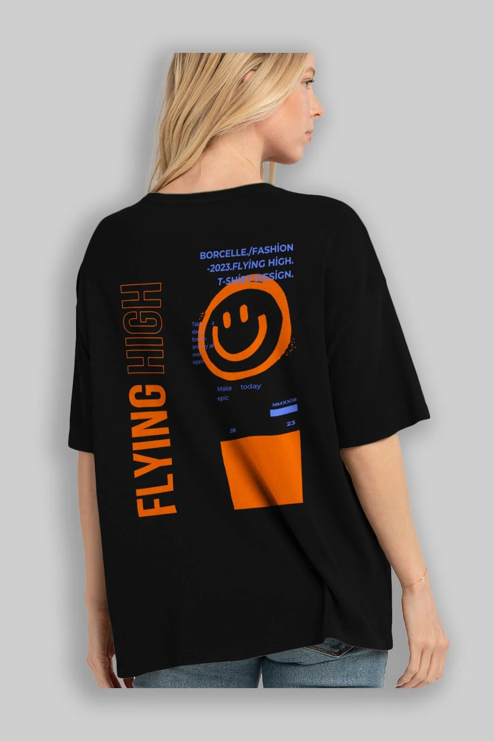 Flying High Yazılı Arka Baskılı Oversize t-shirt Erkek Kadın Unisex