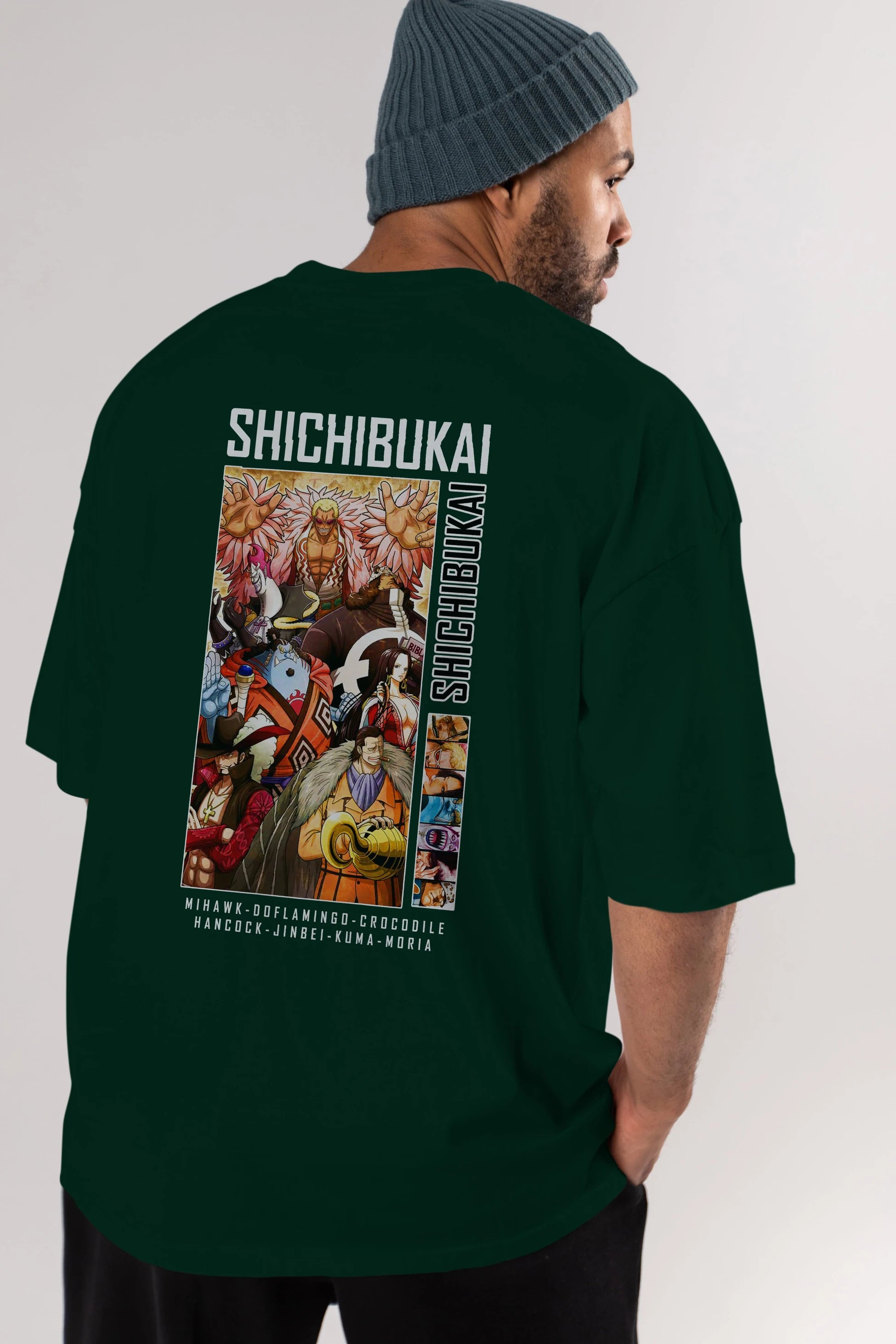 Shichibukai Anime Arka Baskılı Oversize t-shirt Erkek Kadın Unisex %100 pamuk tişort