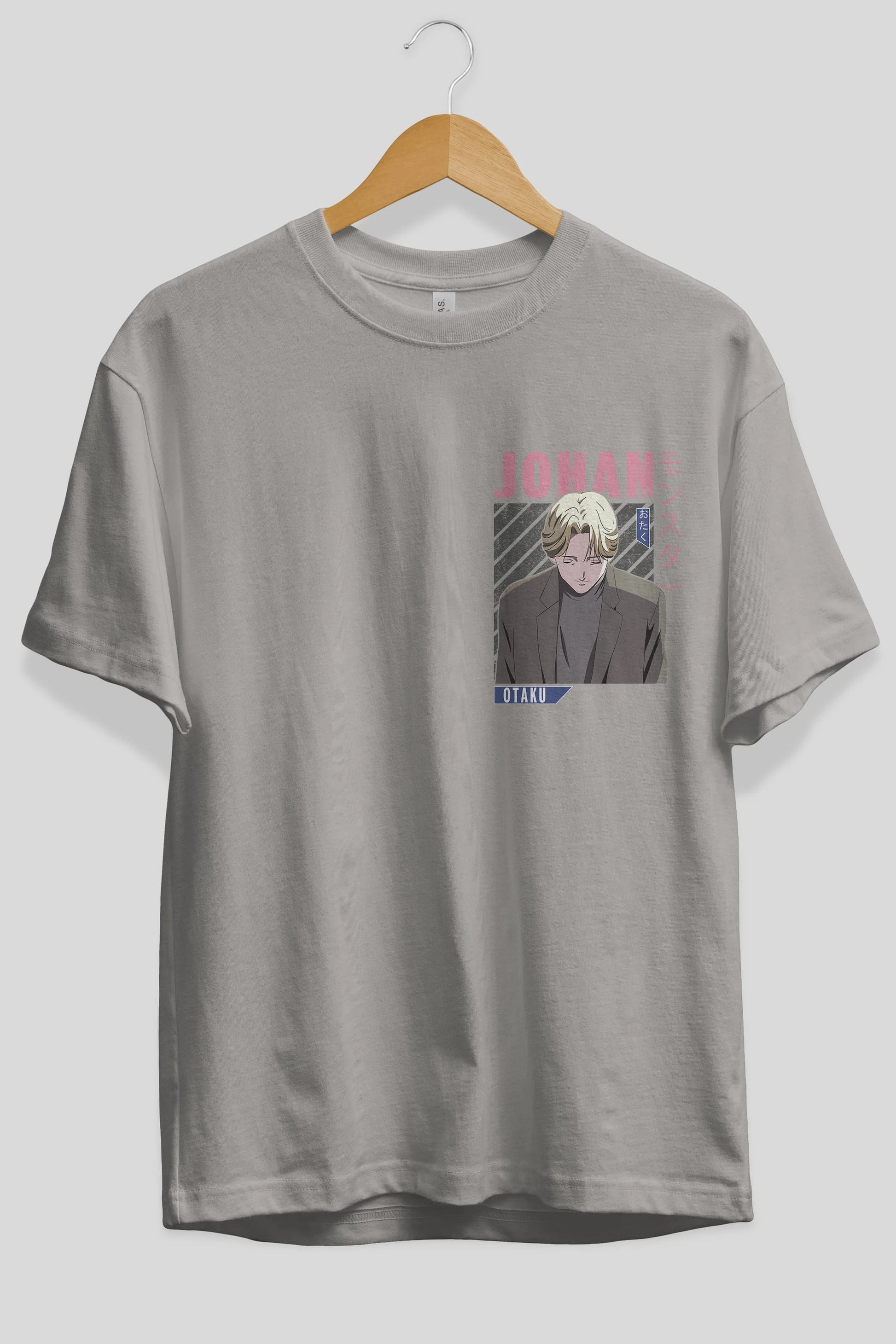 Johan Liebert MONSTER Ön Sol Baskılı Oversize t-shirt Erkek Kadın Unisex %100 Pamuk Bisiklet Yaka tişort