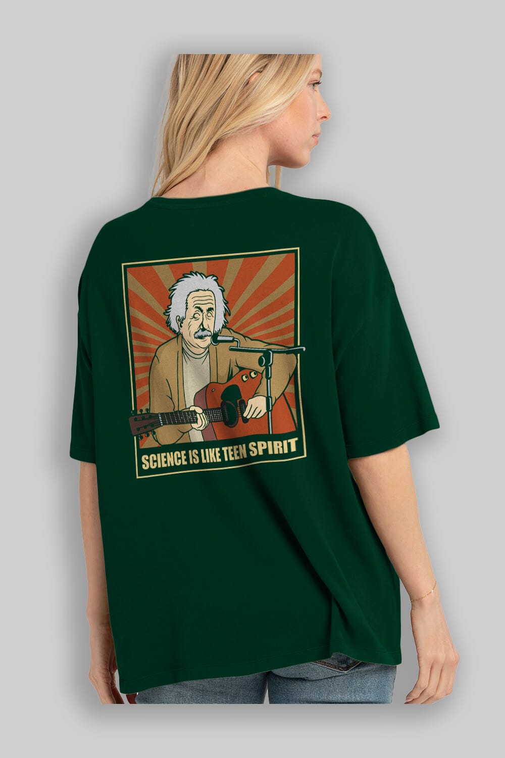 Kurt Einstein Arka Baskılı Oversize t-shirt Erkek Kadın Unisex %100 Pamuk tişort
