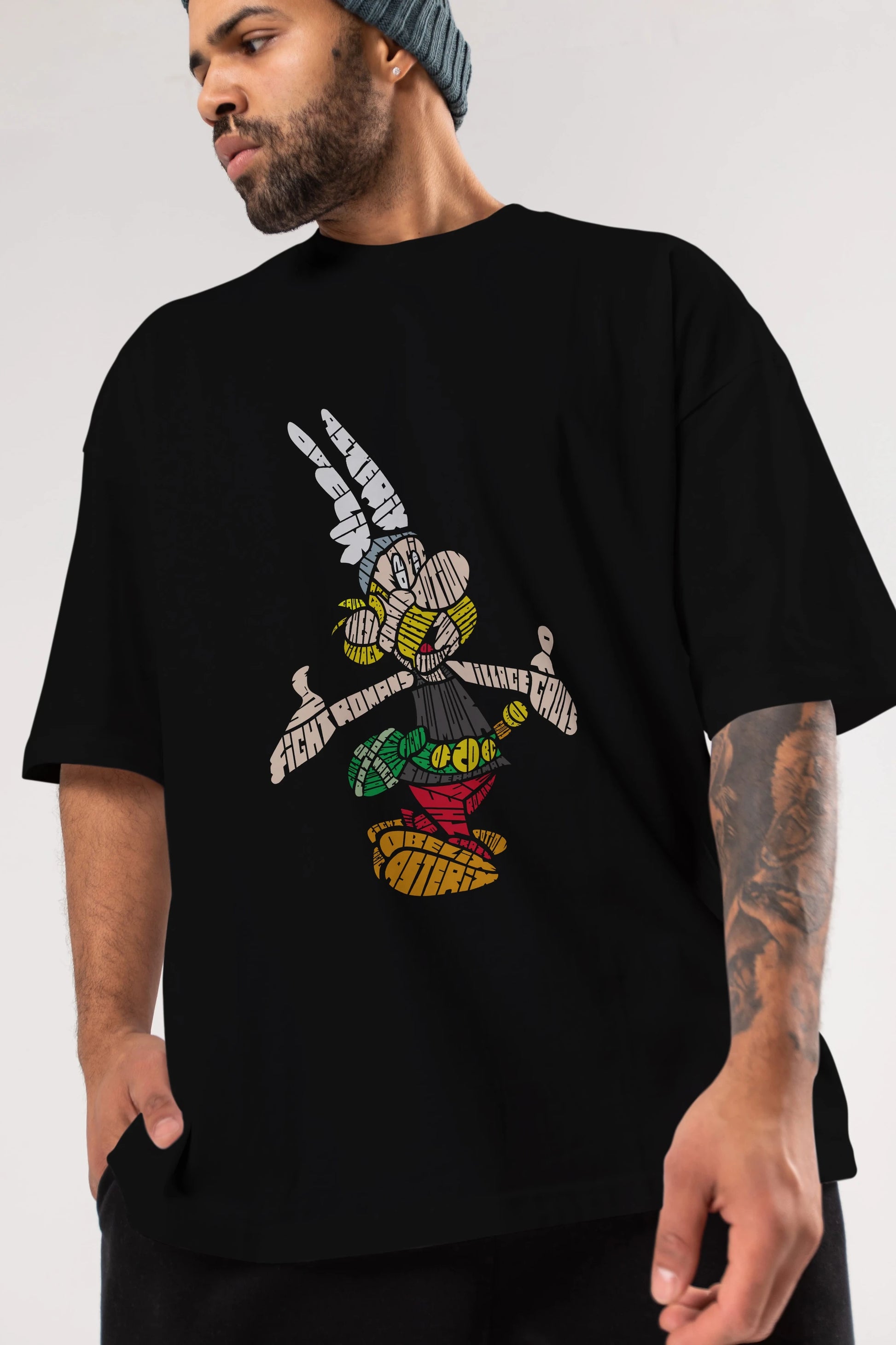 Asterix Ön Baskılı Oversize t-shirt %100 pamuk Erkek Kadın Unisex