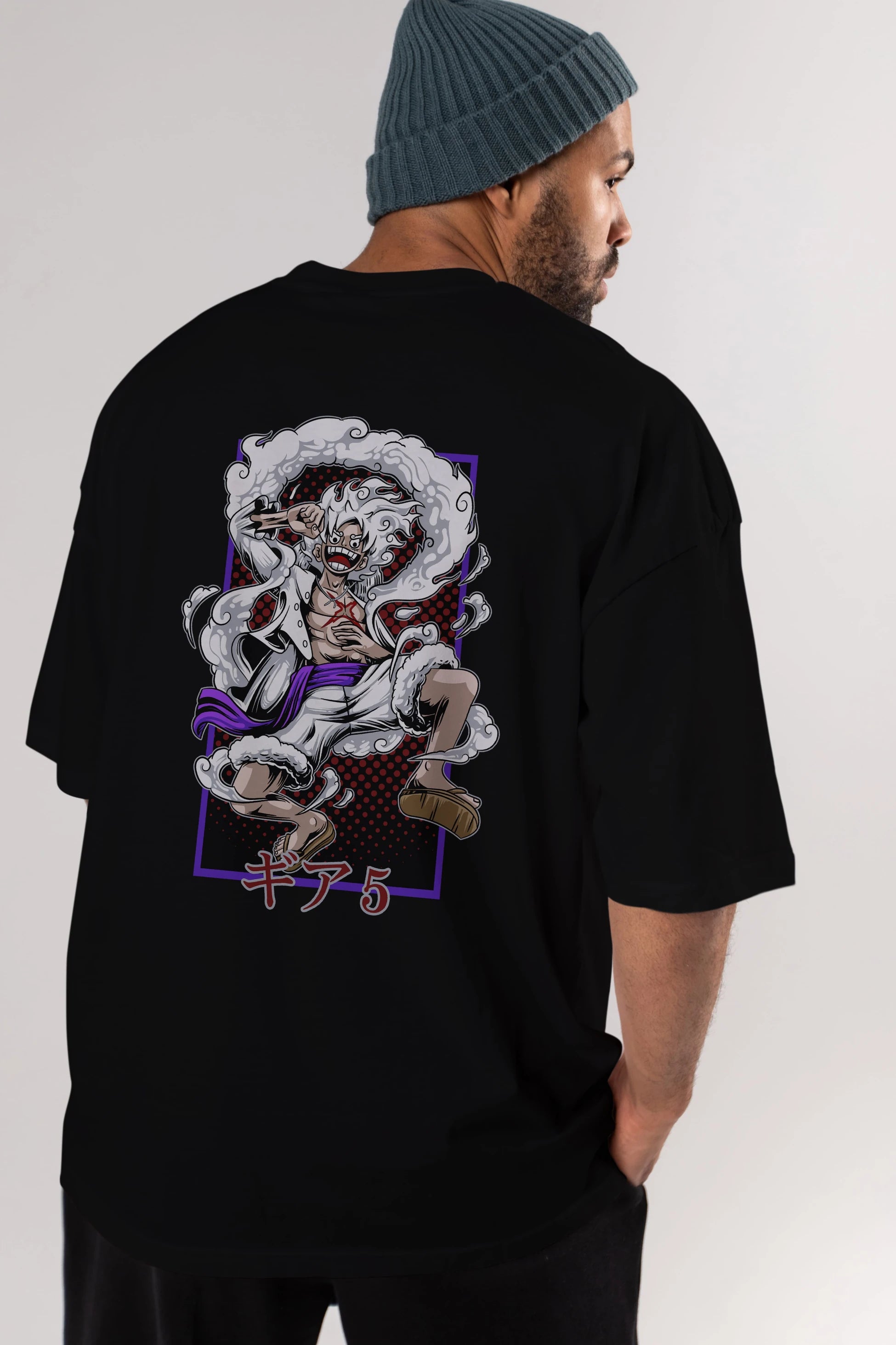 MONKEY D. LUFFY GEAR5 Anime Arka Baskılı Oversize t-shirt Erkek Kadın Unisex