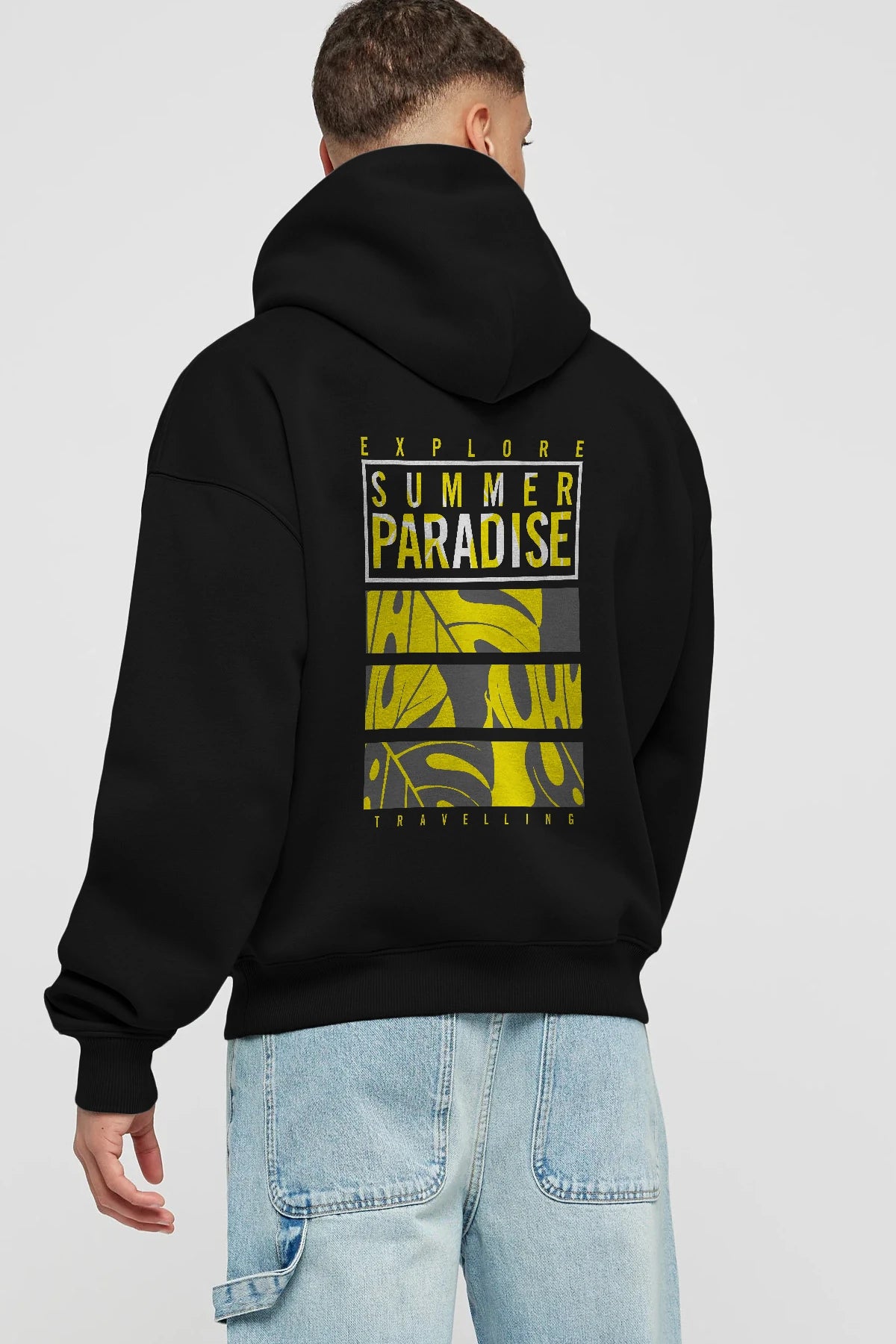 Summer Paradise Arka Baskılı Hoodie Oversize Kapüşonlu Sweatshirt Erkek Kadın Unisex