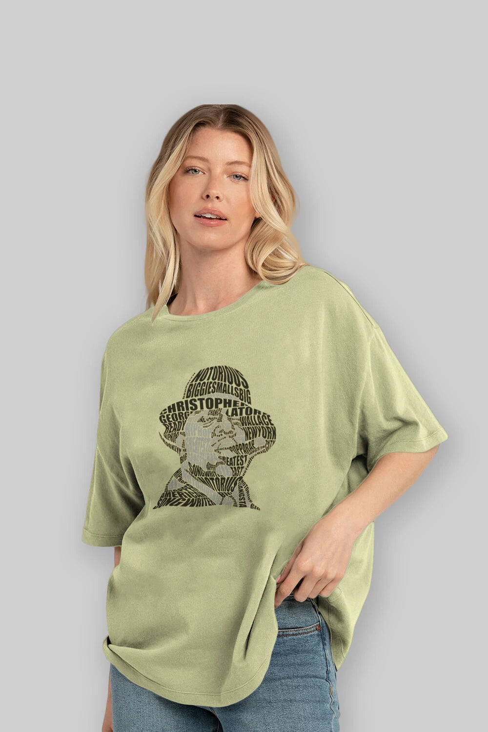 Notorious Big Calligram Ön Baskılı Oversize t-shirt %100 pamuk Erkek Kadın Unisex