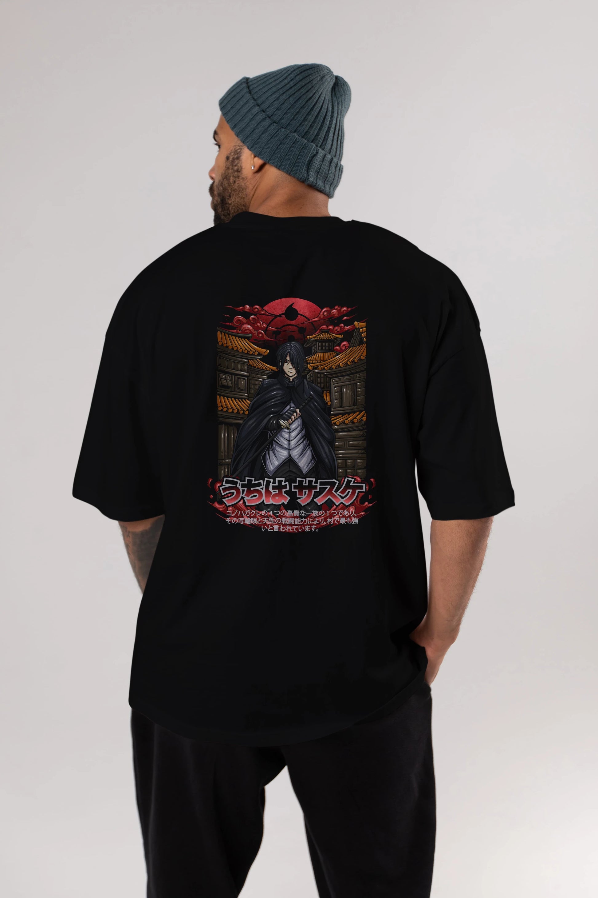 NARUTO SASUKE UCHIHA 1 Anime Arka Baskılı Oversize t-shirt Erkek Kadın Unisex