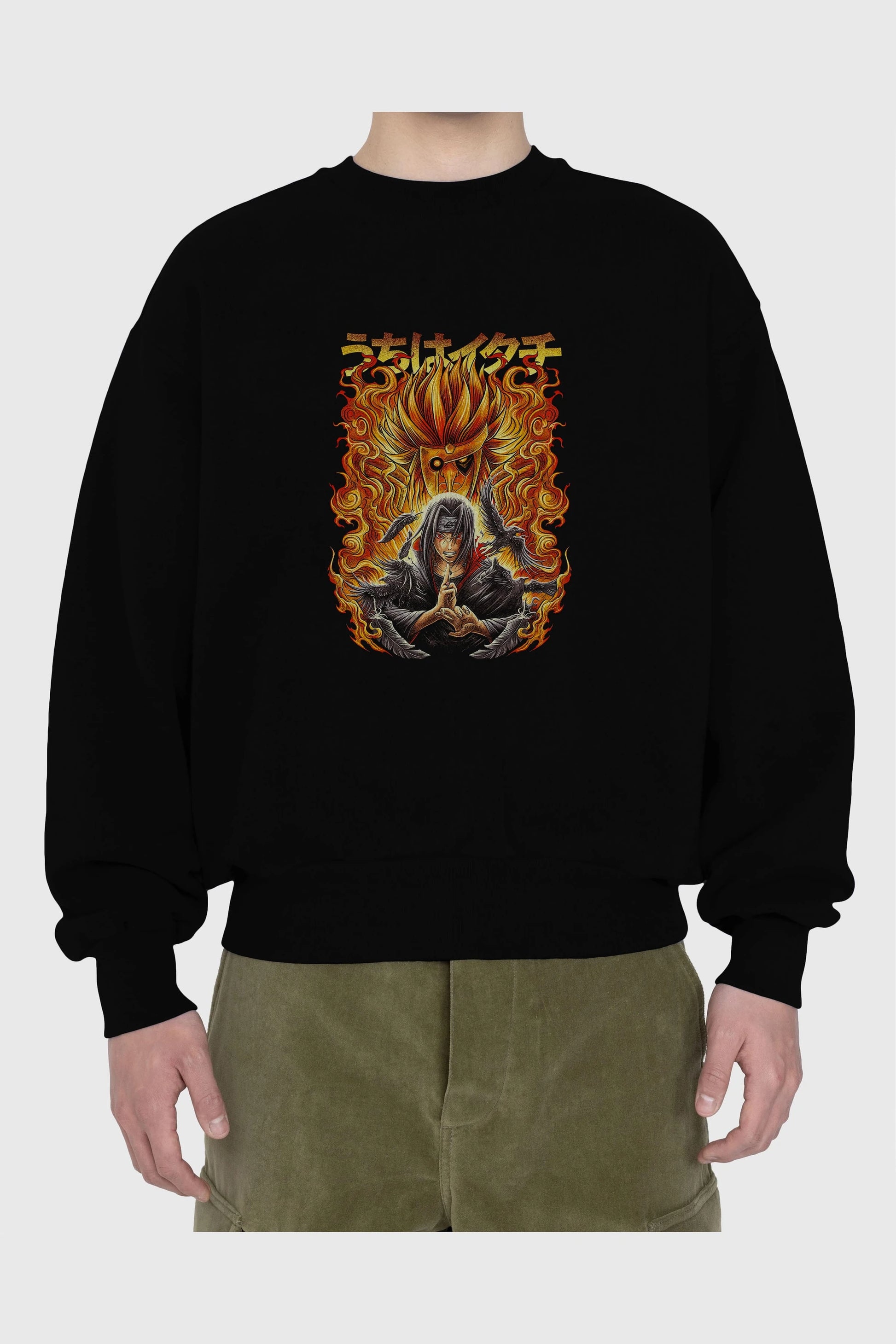 NARUTO ITACHI UCHIHA Anime Ön Baskılı Oversize Sweatshirt Erkek Kadın Unisex