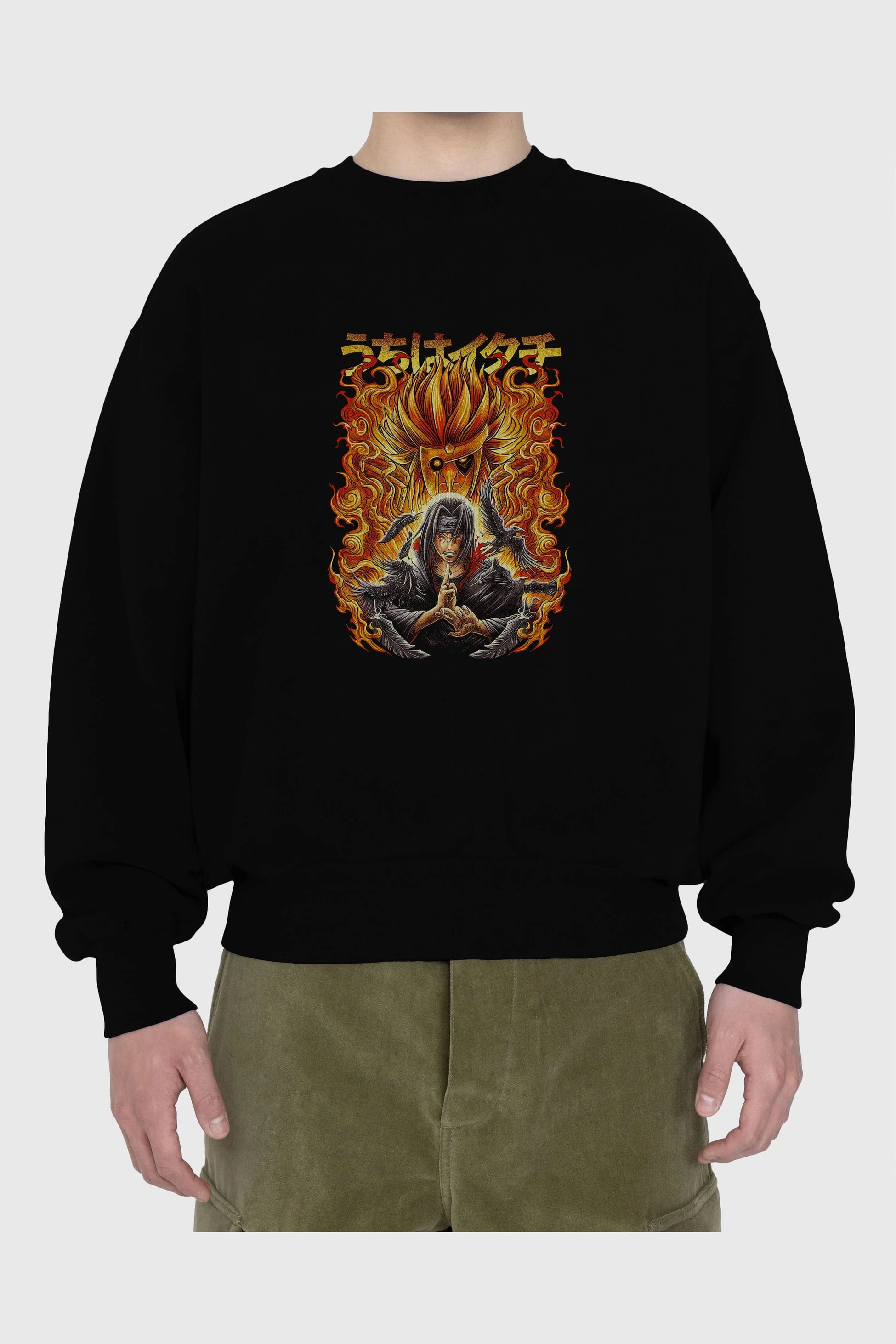 NARUTO ITACHI UCHIHA Anime Ön Baskılı Oversize Sweatshirt Erkek Kadın Unisex