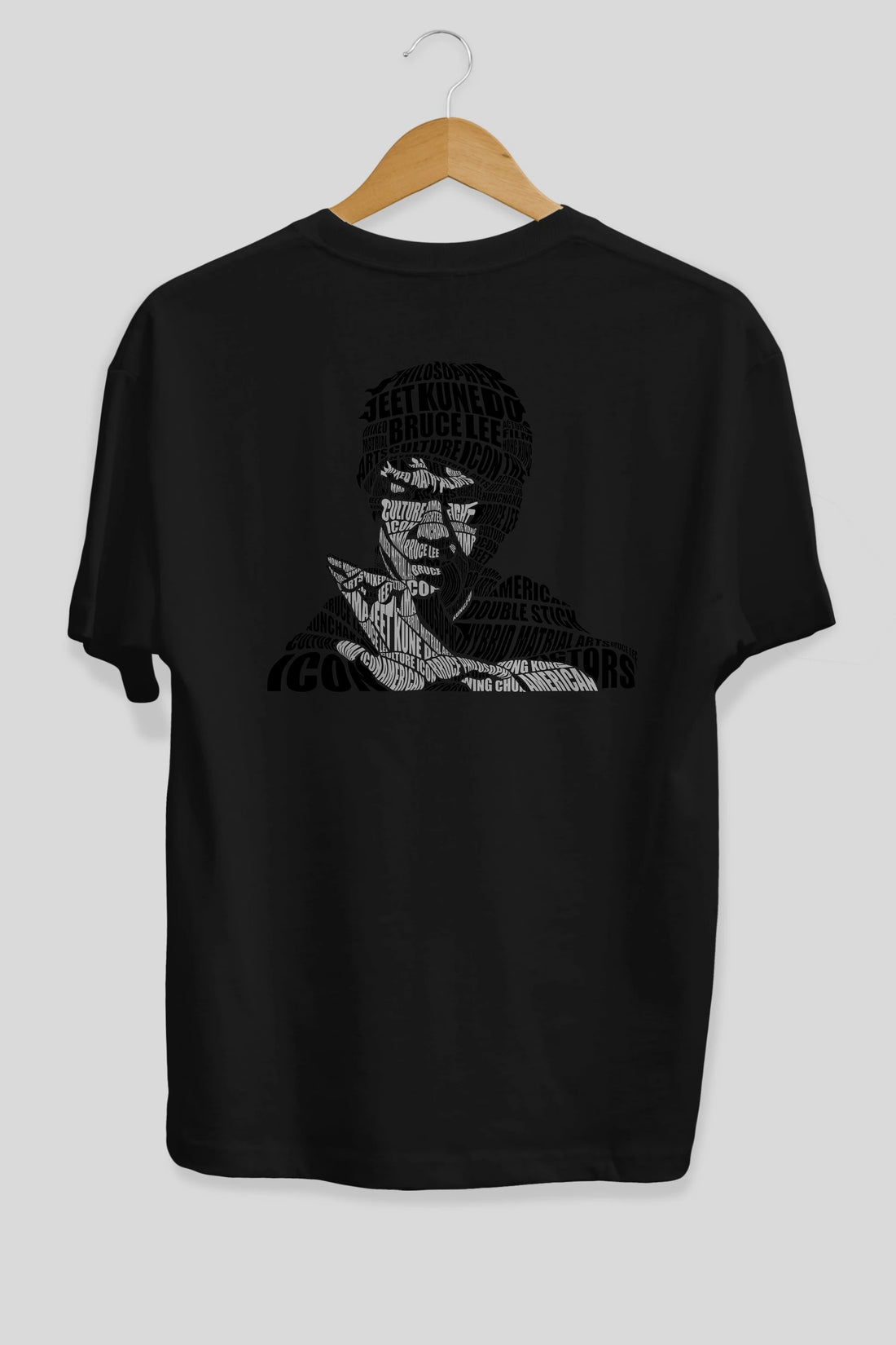 Bruce Lee Calligram Arka Baskılı Oversize t-shirt %100 pamuk Erkek Kadın Unisex