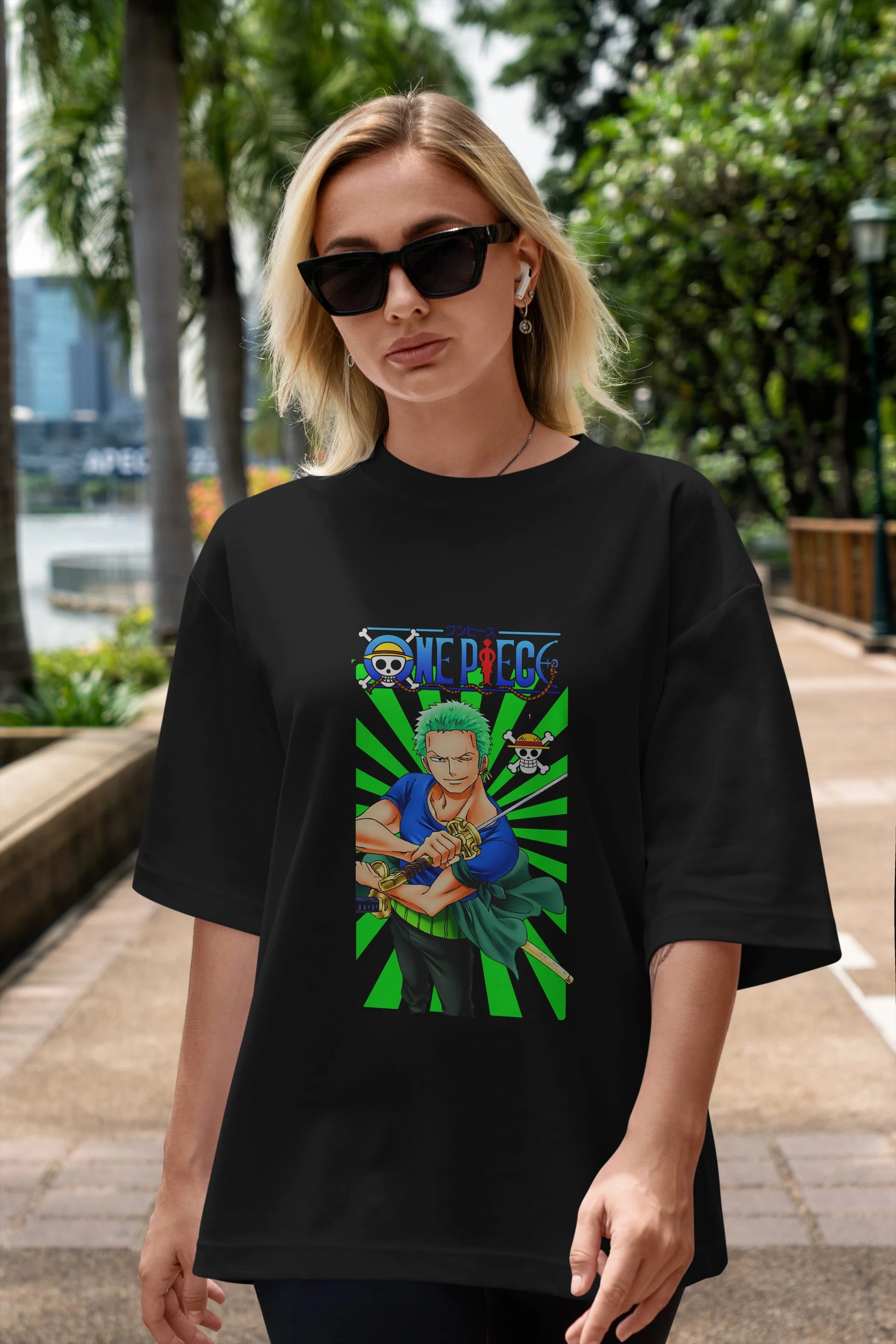 Roronoa Zoro 6 Anime Ön Baskılı Oversize t-shirt Erkek Kadın Unisex