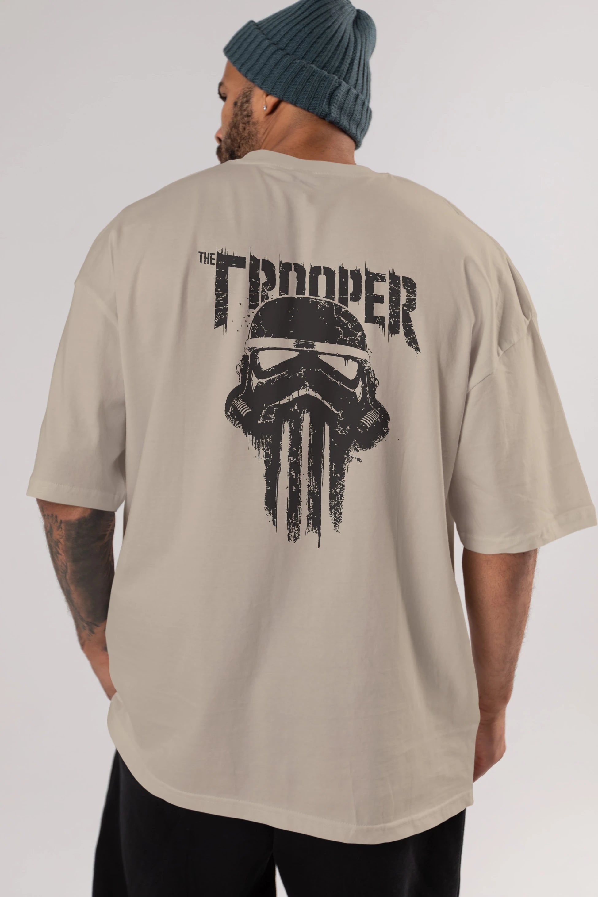 The Trooper Arka Baskılı Oversize t-shirt Erkek Kadın Unisex %100 Pamuk Bisiklet Yaka tişort