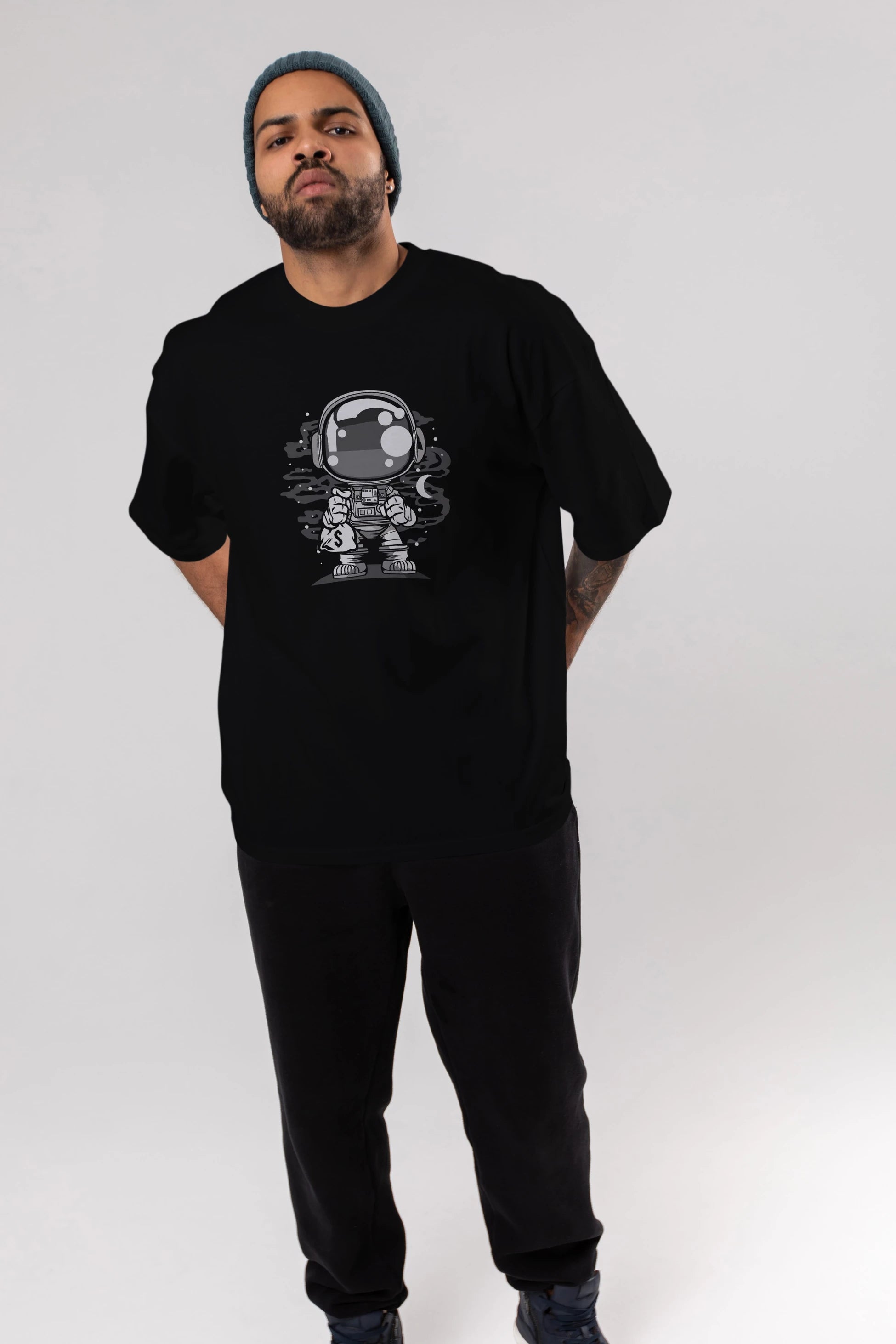 Astronaut Chibi Ön Baskılı Oversize t-shirt Erkek Kadın Unisex