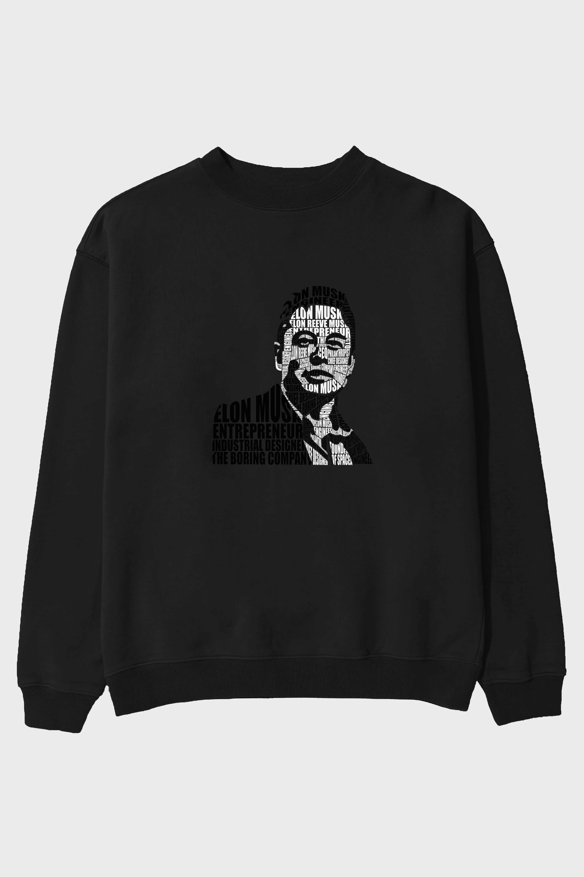 Elon Musk Calligram Ön Baskılı Oversize Sweatshirt Erkek Kadın Unisex