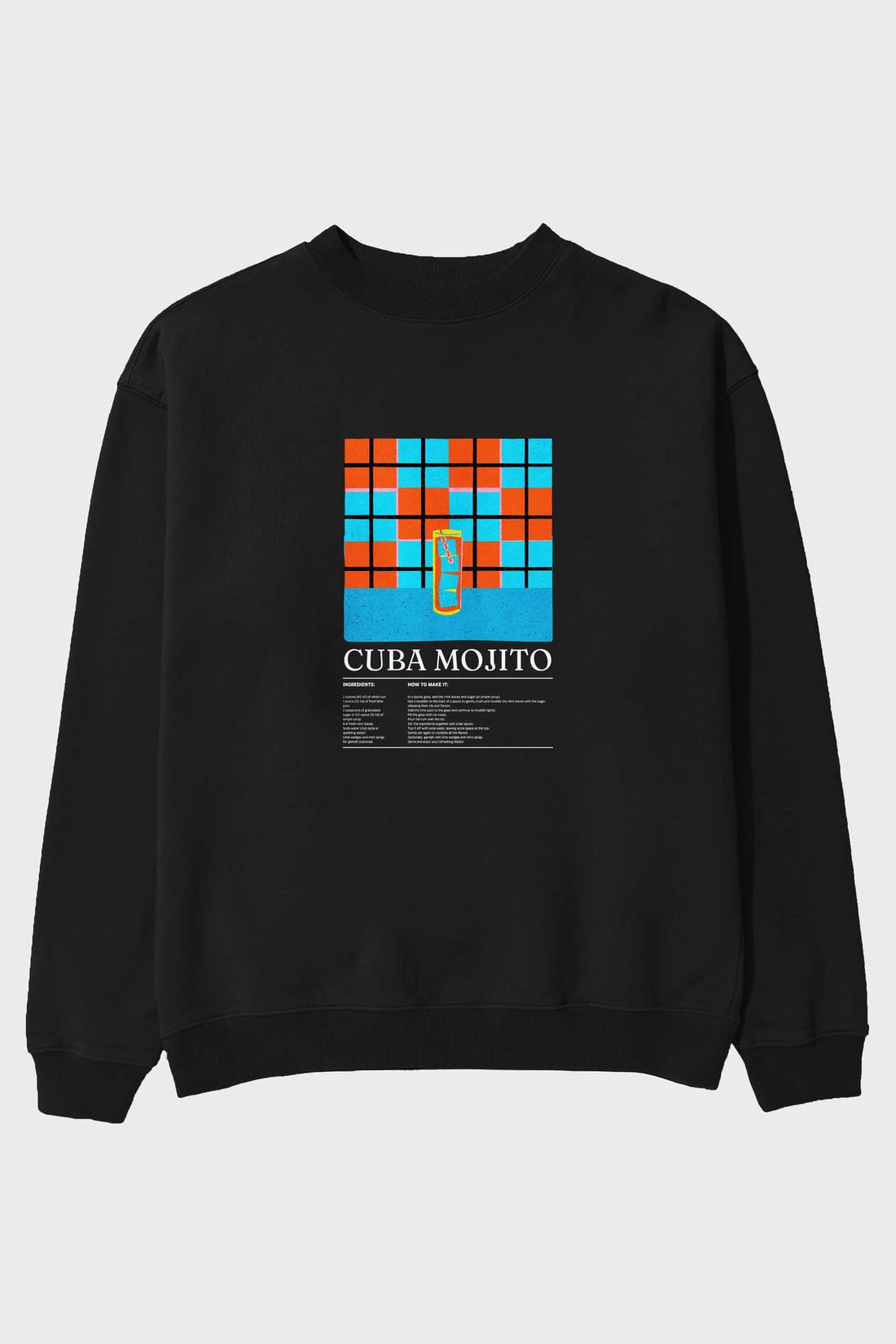 Cuba Mojito ön Baskılı Oversize Sweatshirt Erkek Kadın Unisex