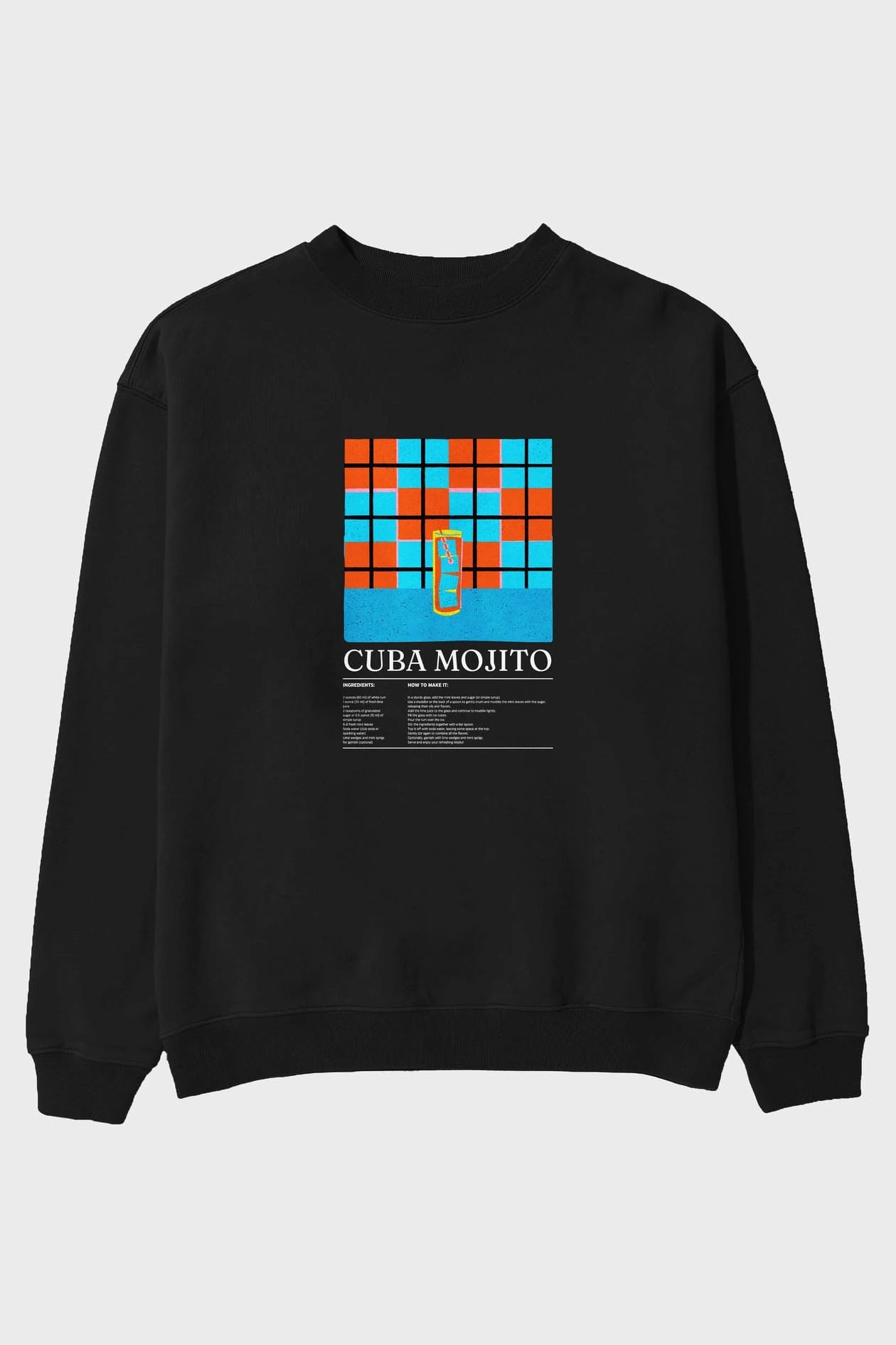 Cuba Mojito ön Baskılı Oversize Sweatshirt Erkek Kadın Unisex