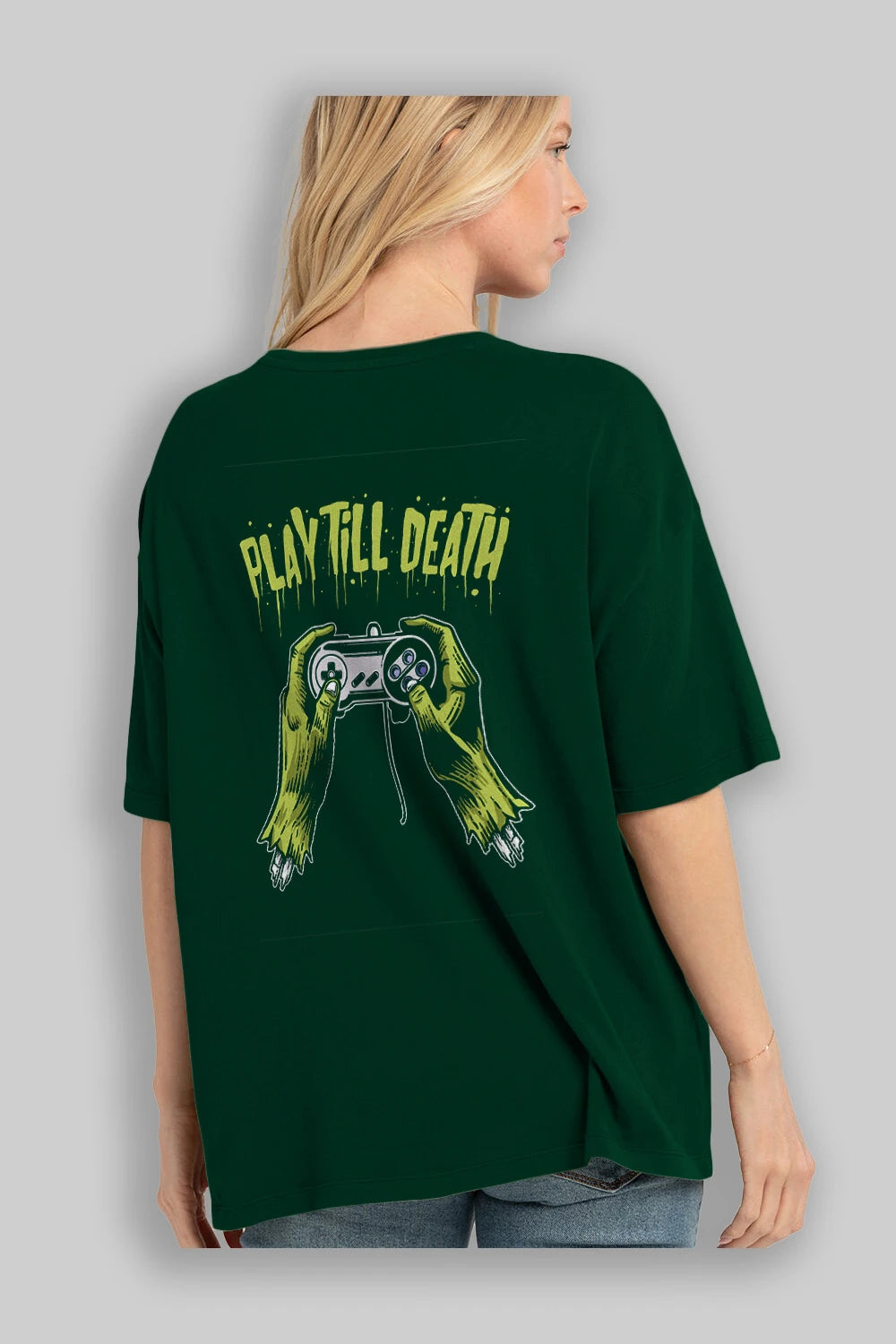 Play Till Death Arka Baskılı Oversize t-shirt Erkek Kadın Unisex %100 Pamuk