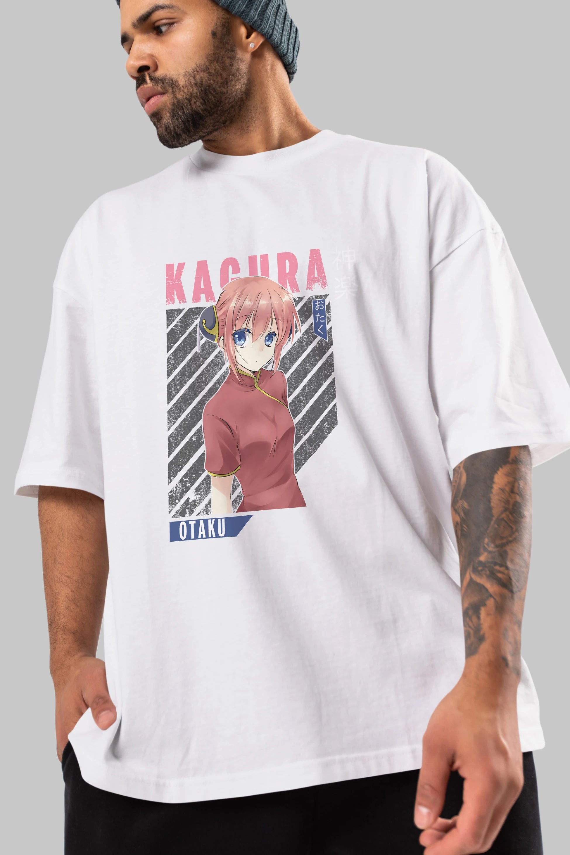 Kagura GINTAMA Anime Ön Baskılı Oversize t-shirt %100 pamuk Erkek Kadın Unisex