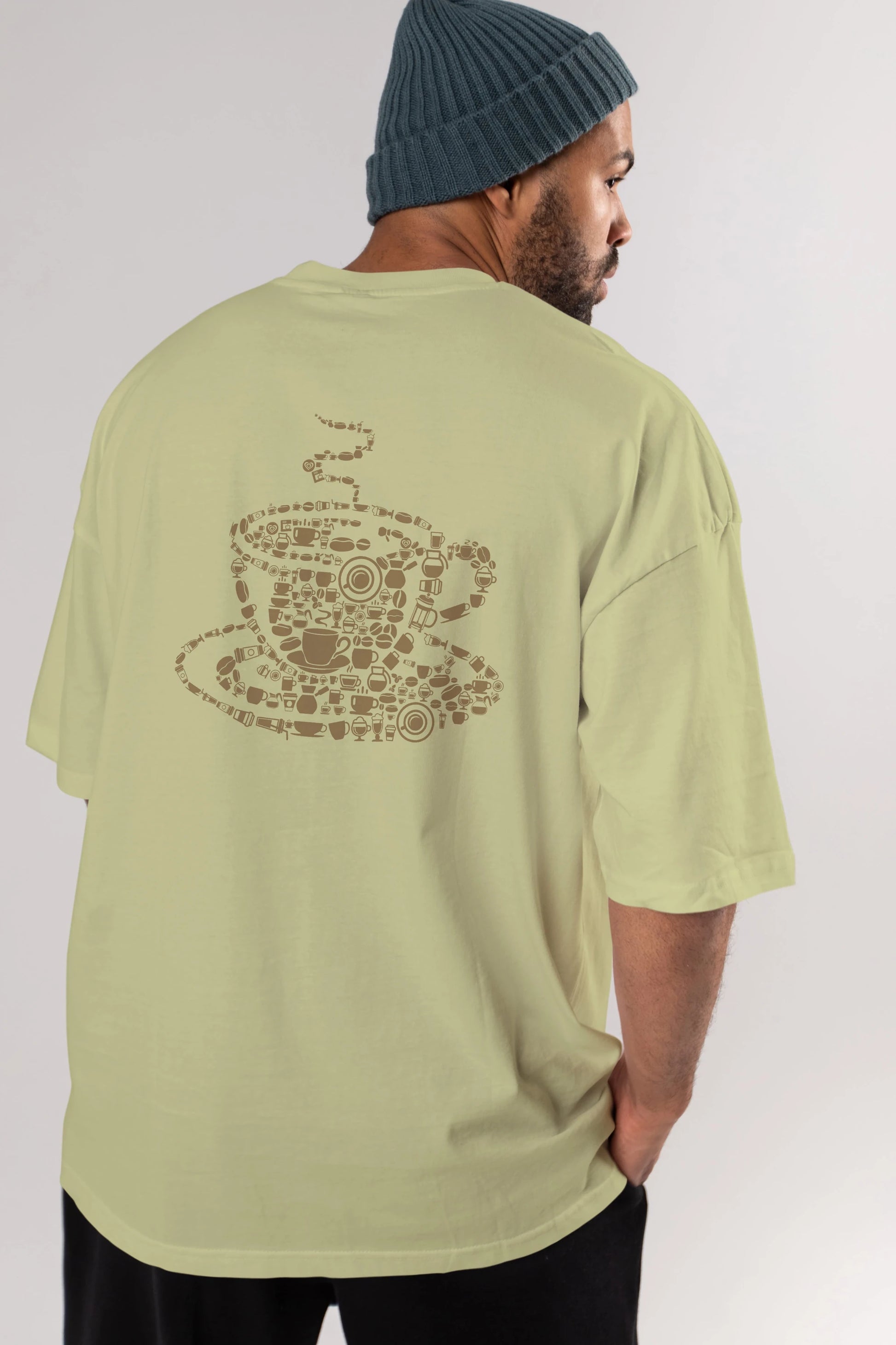 Coffee Arka Baskılı Oversize t-shirt %100 pamuk Erkek Kadın Unisex