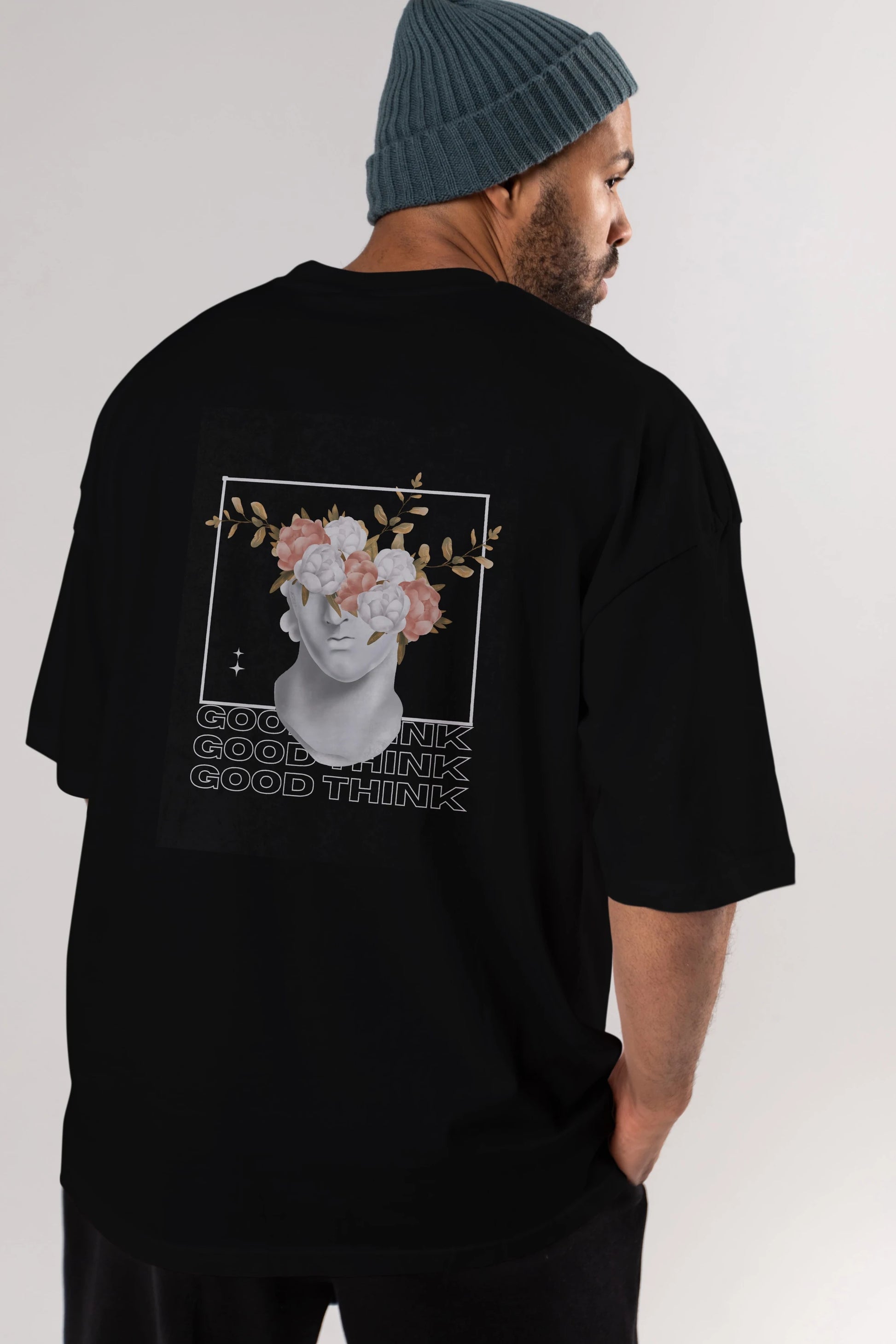 Good Think Yazılı Arka Baskılı Oversize t-shirt Erkek Kadın Unisex