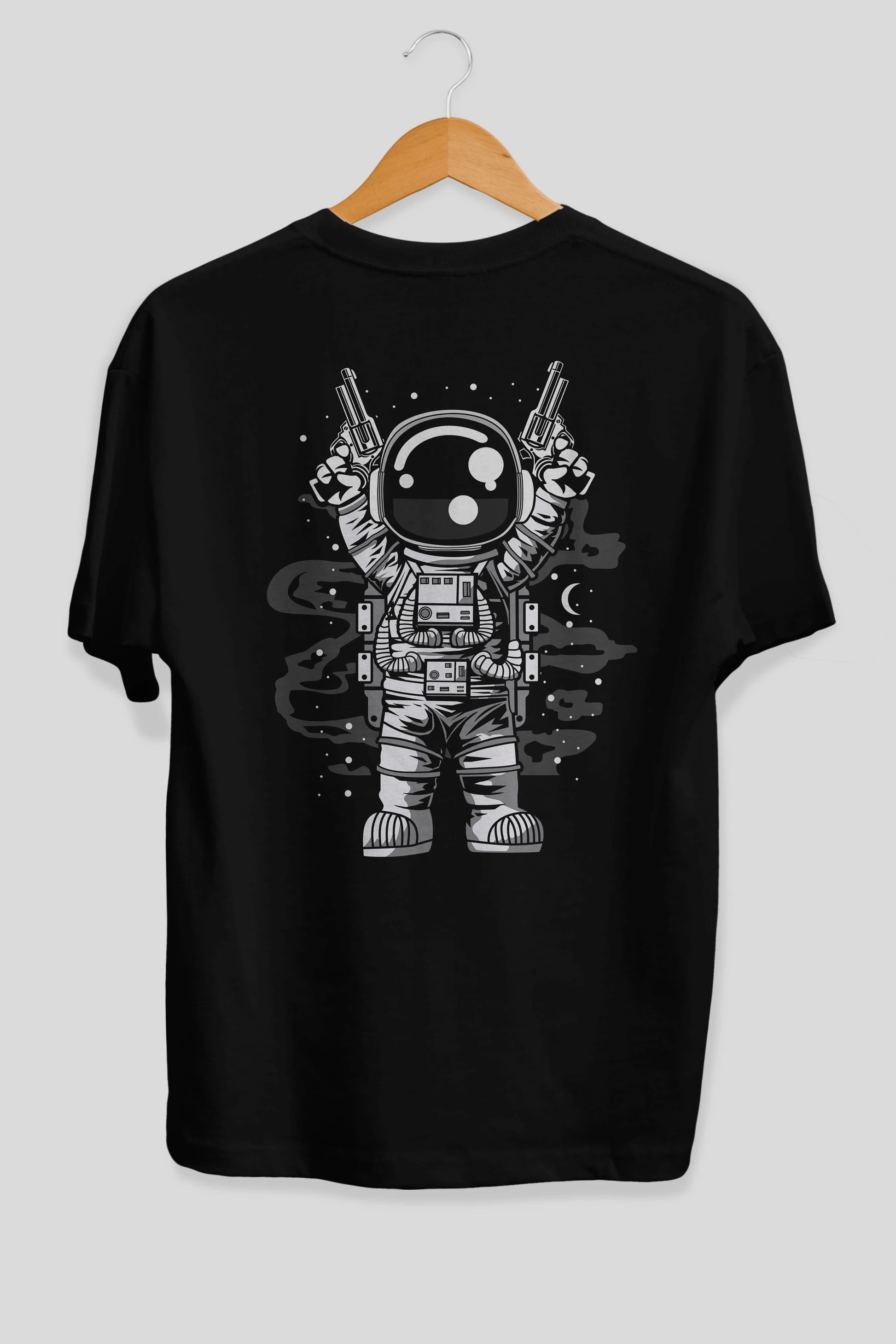 Astronaut Gun Arka Baskılı Oversize t-shirt Erkek Kadın Unisex