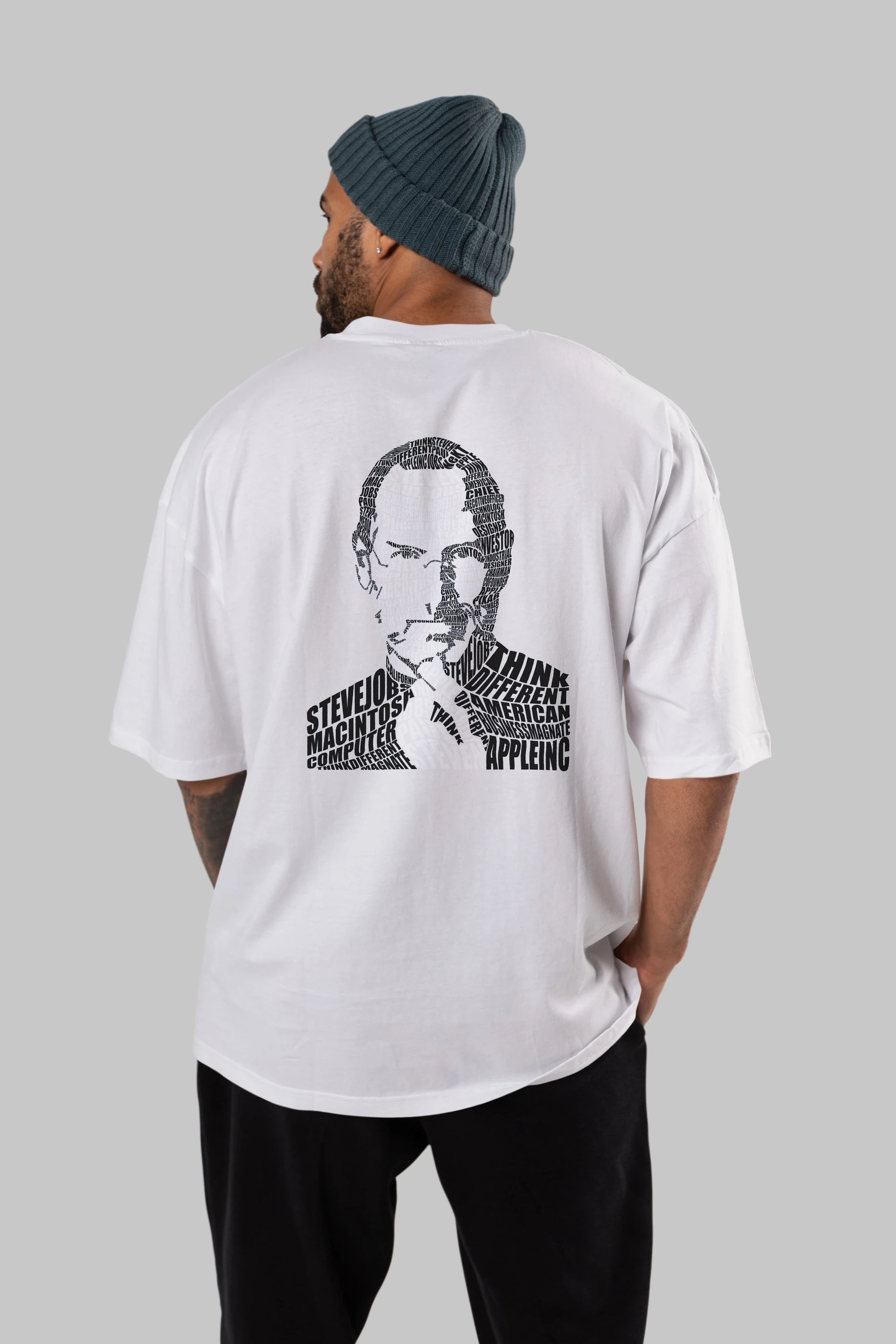 Steve Jobs Calligram Arka Baskılı Oversize t-shirt %100 pamuk Erkek Kadın Unisex