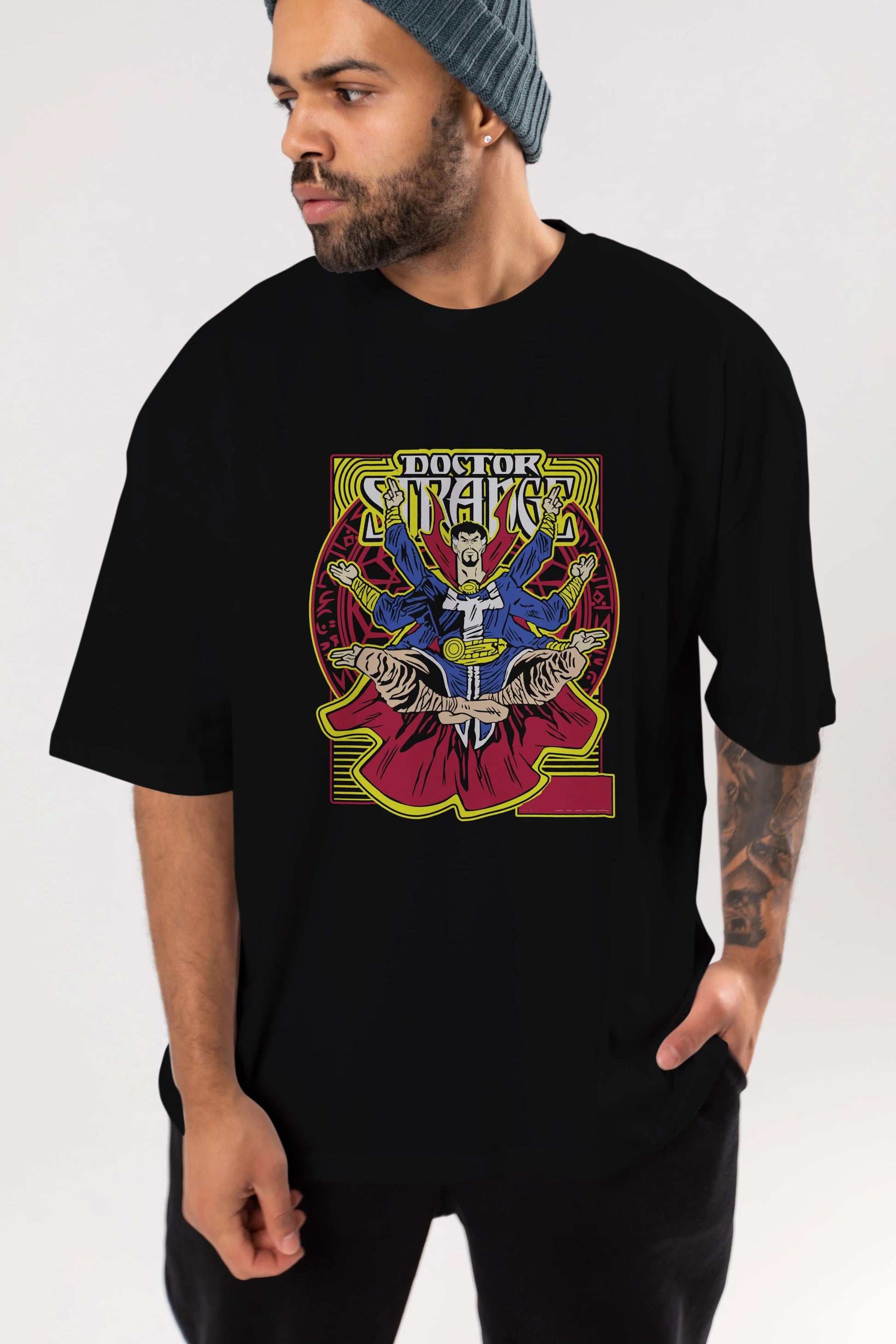Doctor Strange (1) Ön Baskılı Oversize t-shirt Erkek Kadın Unisex %100 Pamuk Bisiklet Yaka tişort