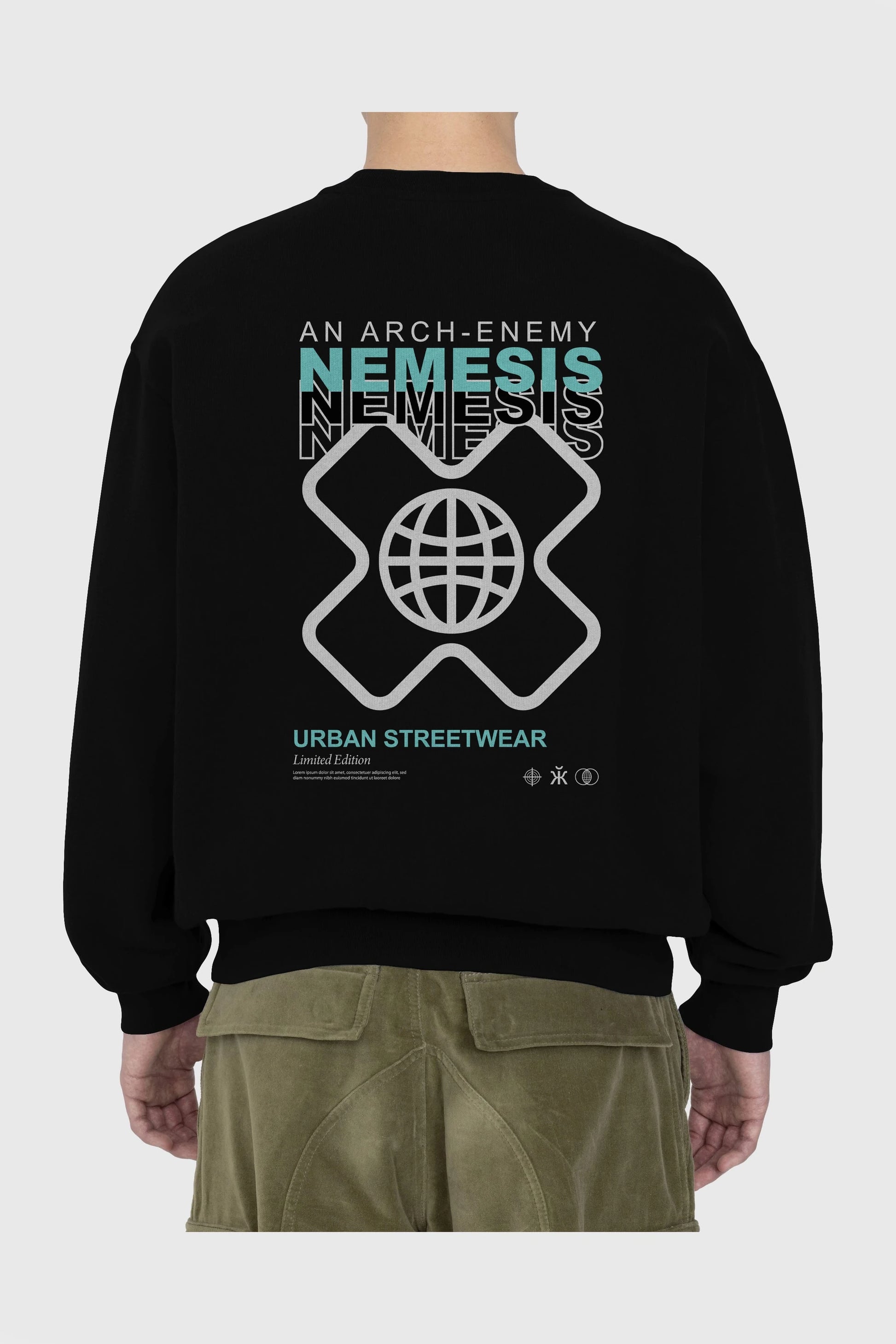 Nemesis Urban Arka Baskılı Oversize Sweatshirt Erkek Kadın Unisex