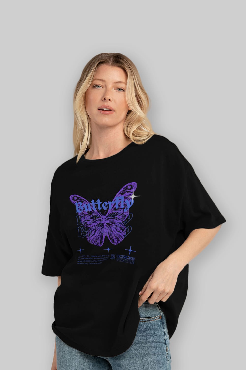 Butterfly Streetwear Ön Baskılı Oversize t-shirt Erkek Kadın Unisex