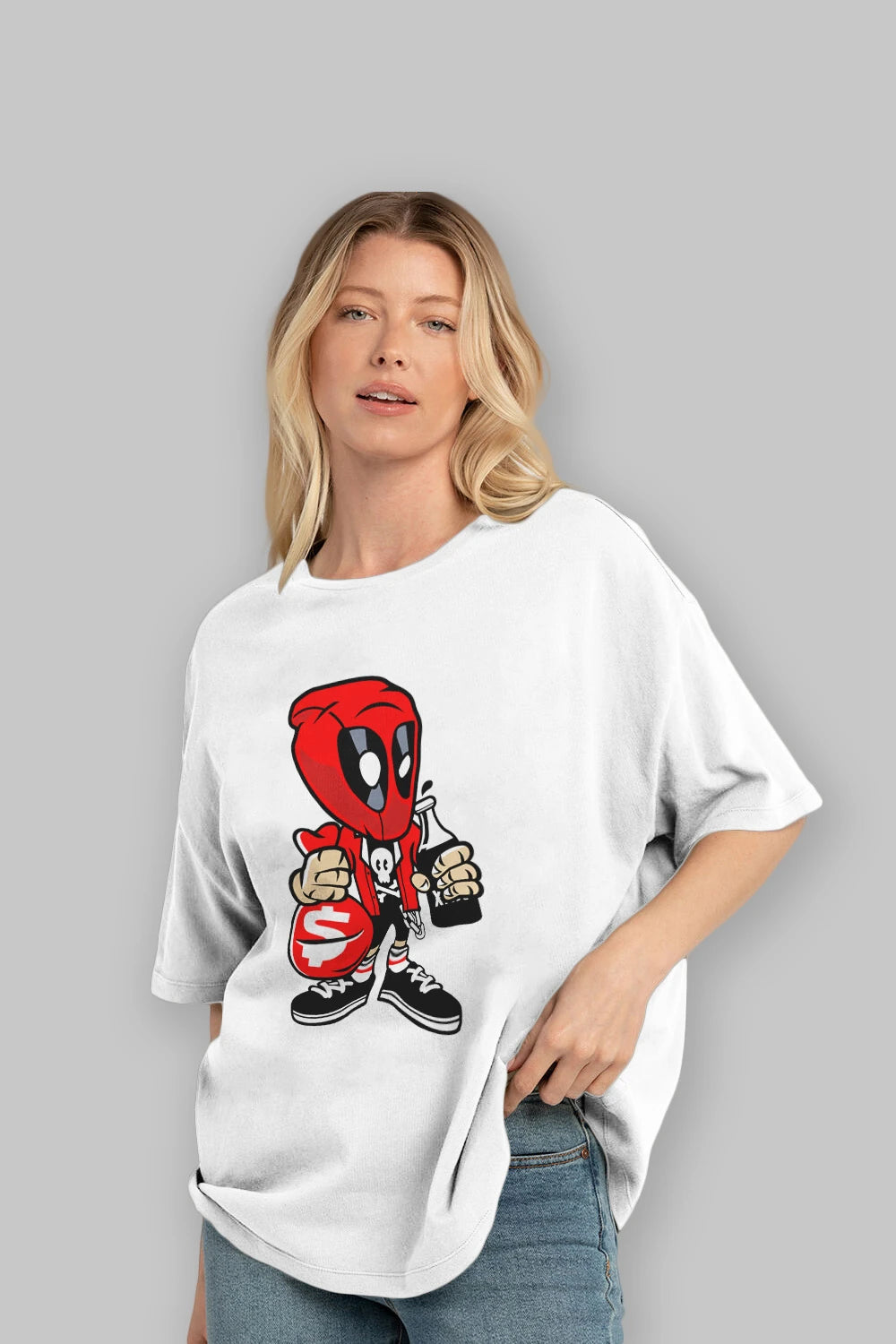 Deadpool (20) Ön Baskılı Oversize t-shirt Erkek Kadın Unisex %100 Pamuk Bisiklet Yaka tişort