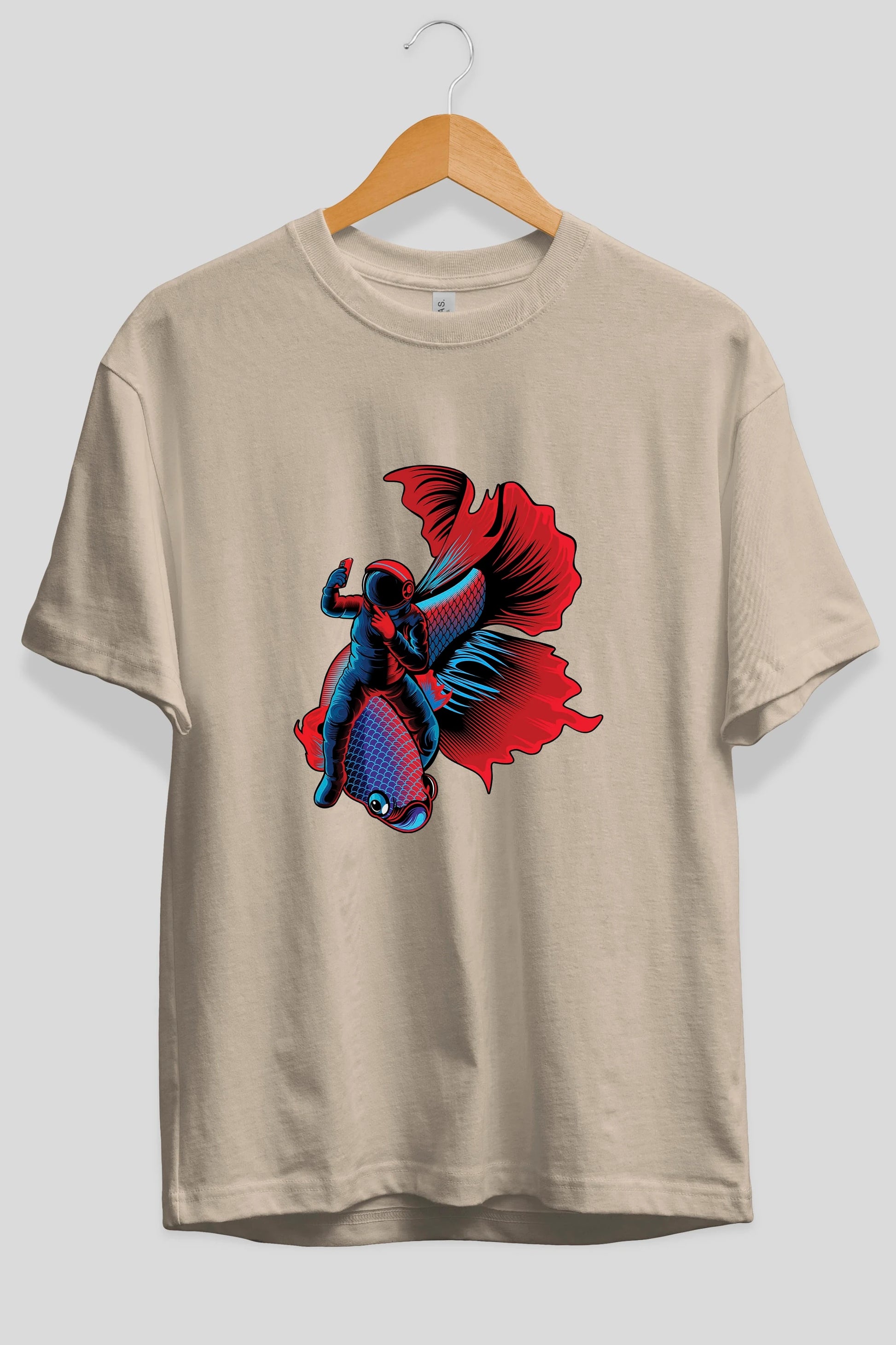 Astrofish selfie Ön Baskılı Oversize t-shirt Erkek Kadın Unisex