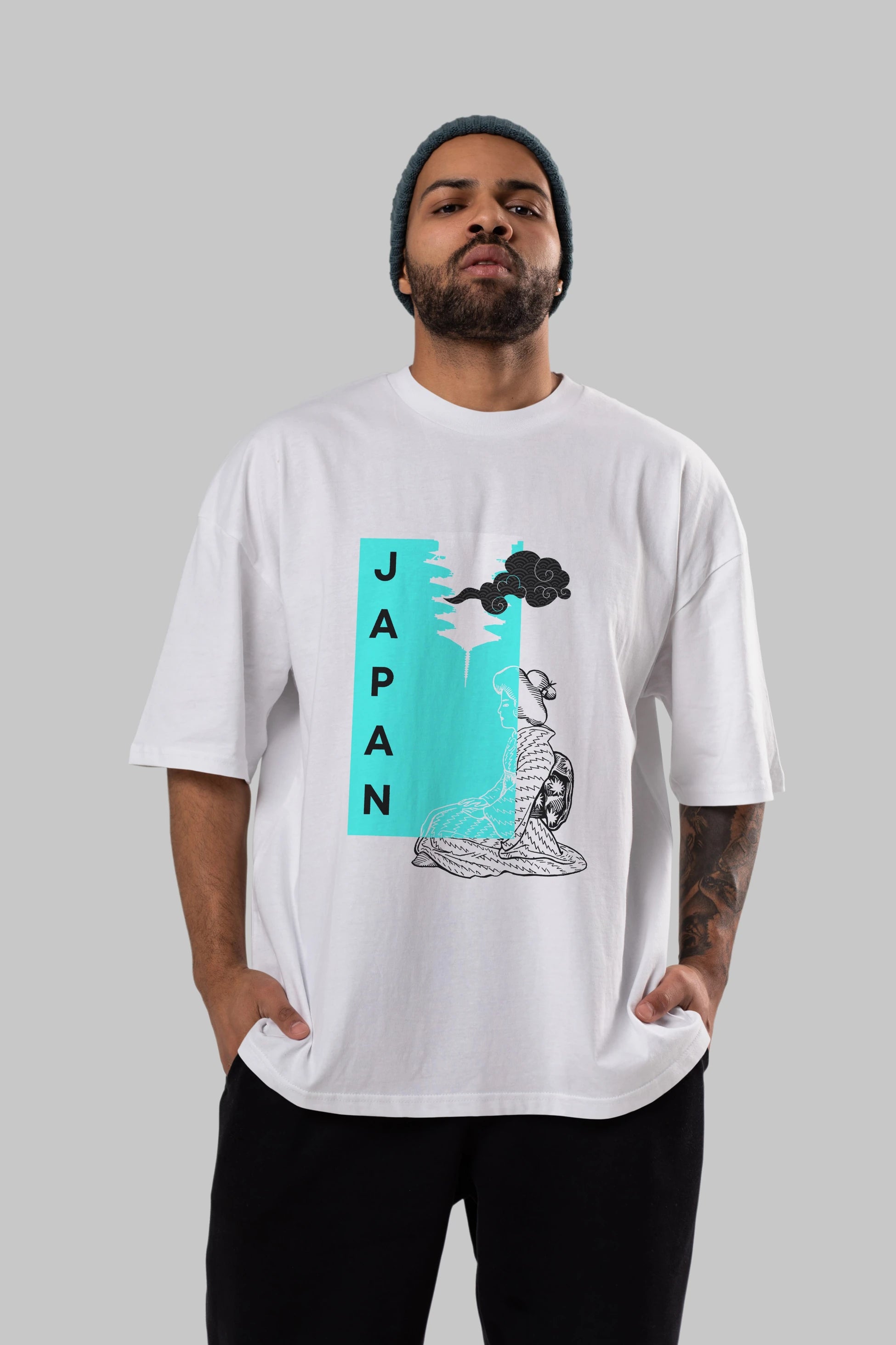 Japan Yazılı Streetwear Ön Baskılı Oversize t-shirt Erkek Kadın Unisex