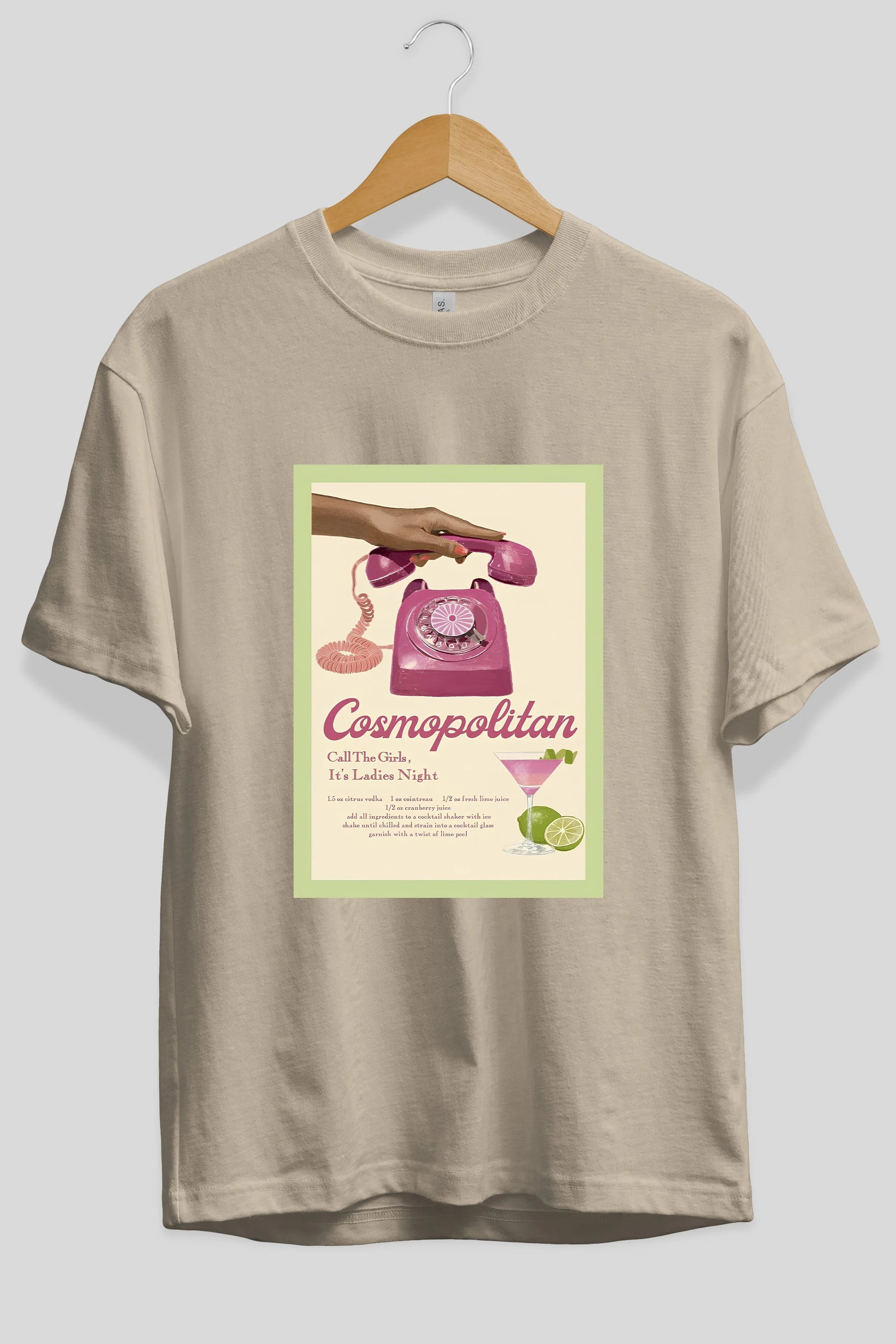 Cosmopolitan 5 Ön Baskılı Oversize t-shirt Erkek Kadın Unisex %100 Pamuk Bisiklet Yaka tişort