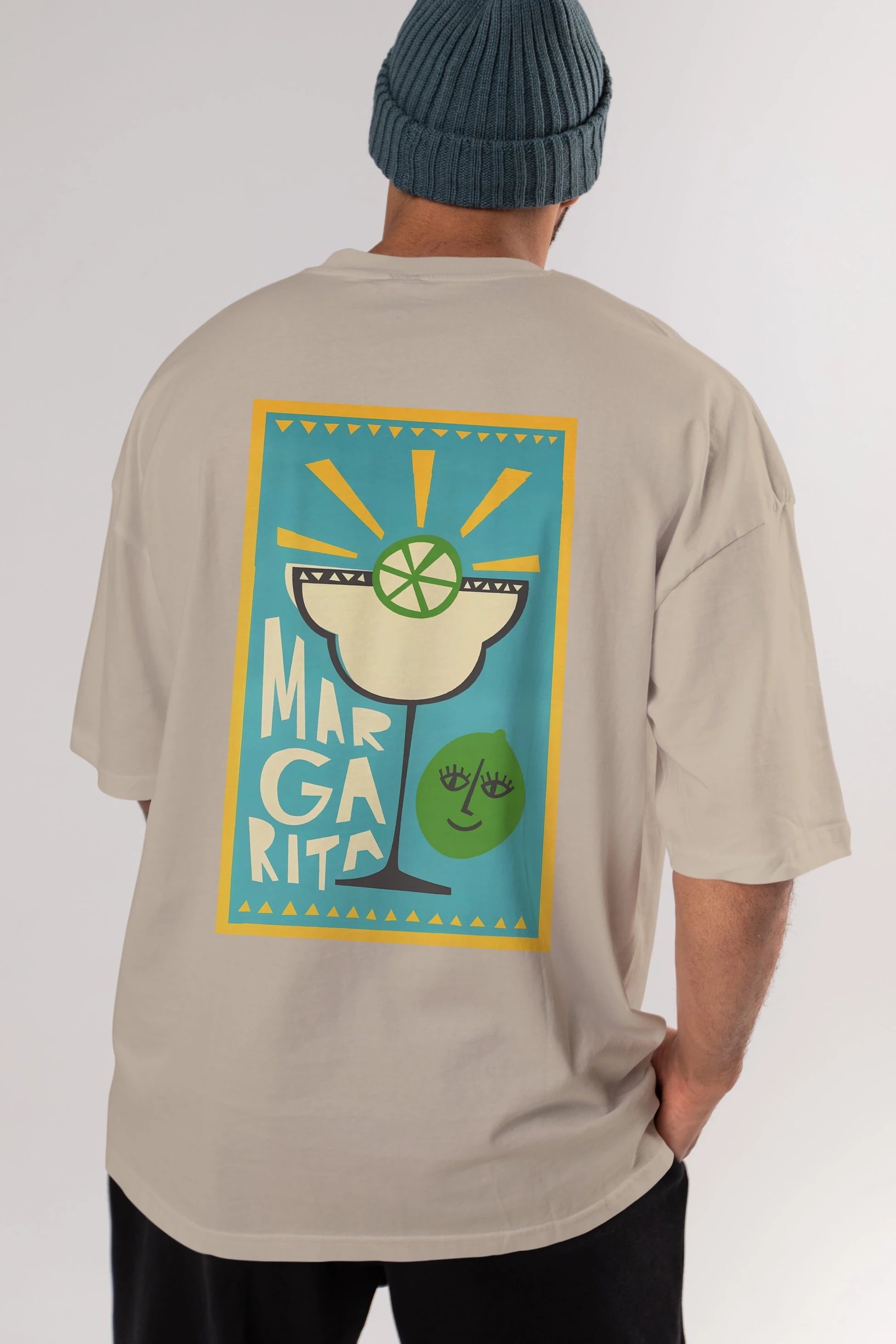 Margarita 4 Arka Baskılı Oversize t-shirt Erkek Kadın Unisex %100 Pamuk Bisiklet Yaka tişort