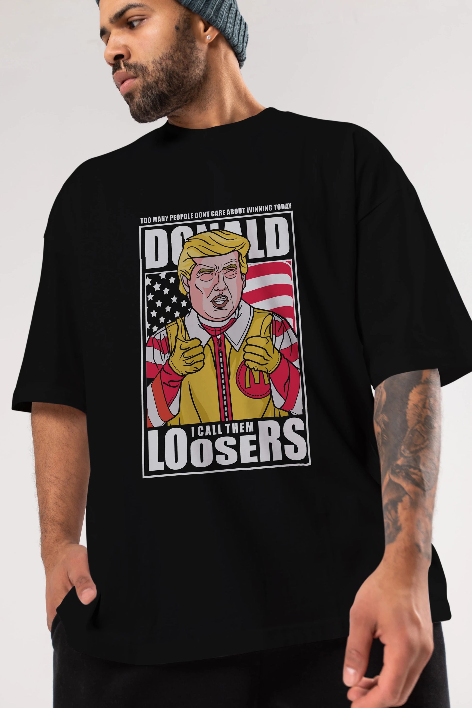 Ronald Trump Ön Baskılı Oversize t-shirt Erkek Kadın Unisex %100 Pamuk tişort