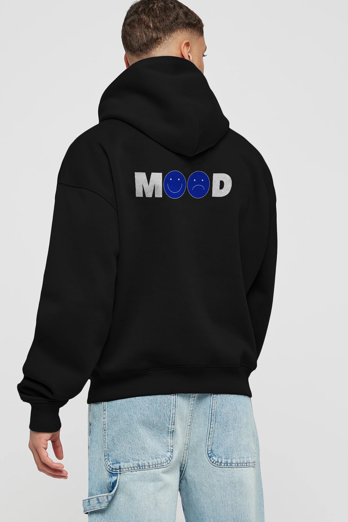 Mood Arka Baskılı Oversize Hoodie Kapüşonlu Sweatshirt Erkek Kadın Unisex