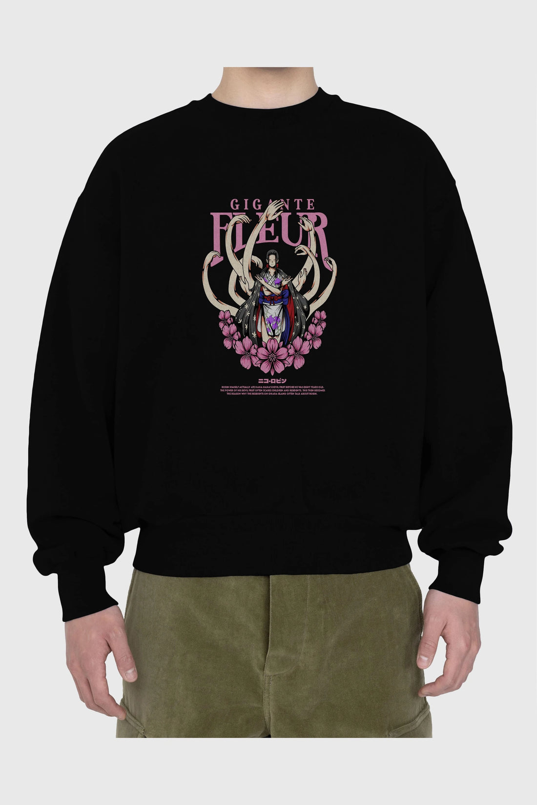 Gigante Fleur Anime Ön Baskılı Oversize Sweatshirt Erkek Kadın Unisex