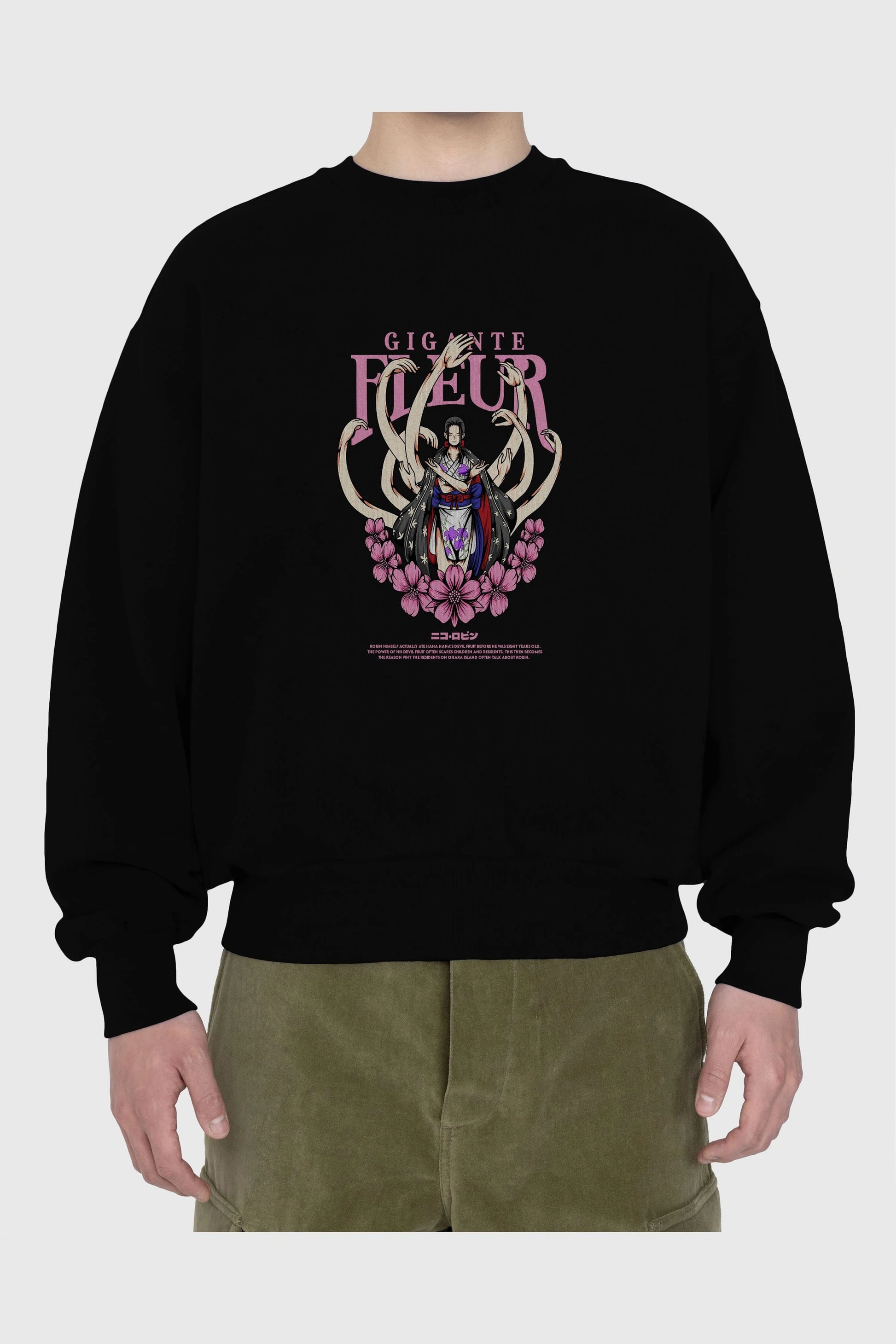 Gigante Fleur Anime Ön Baskılı Oversize Sweatshirt Erkek Kadın Unisex