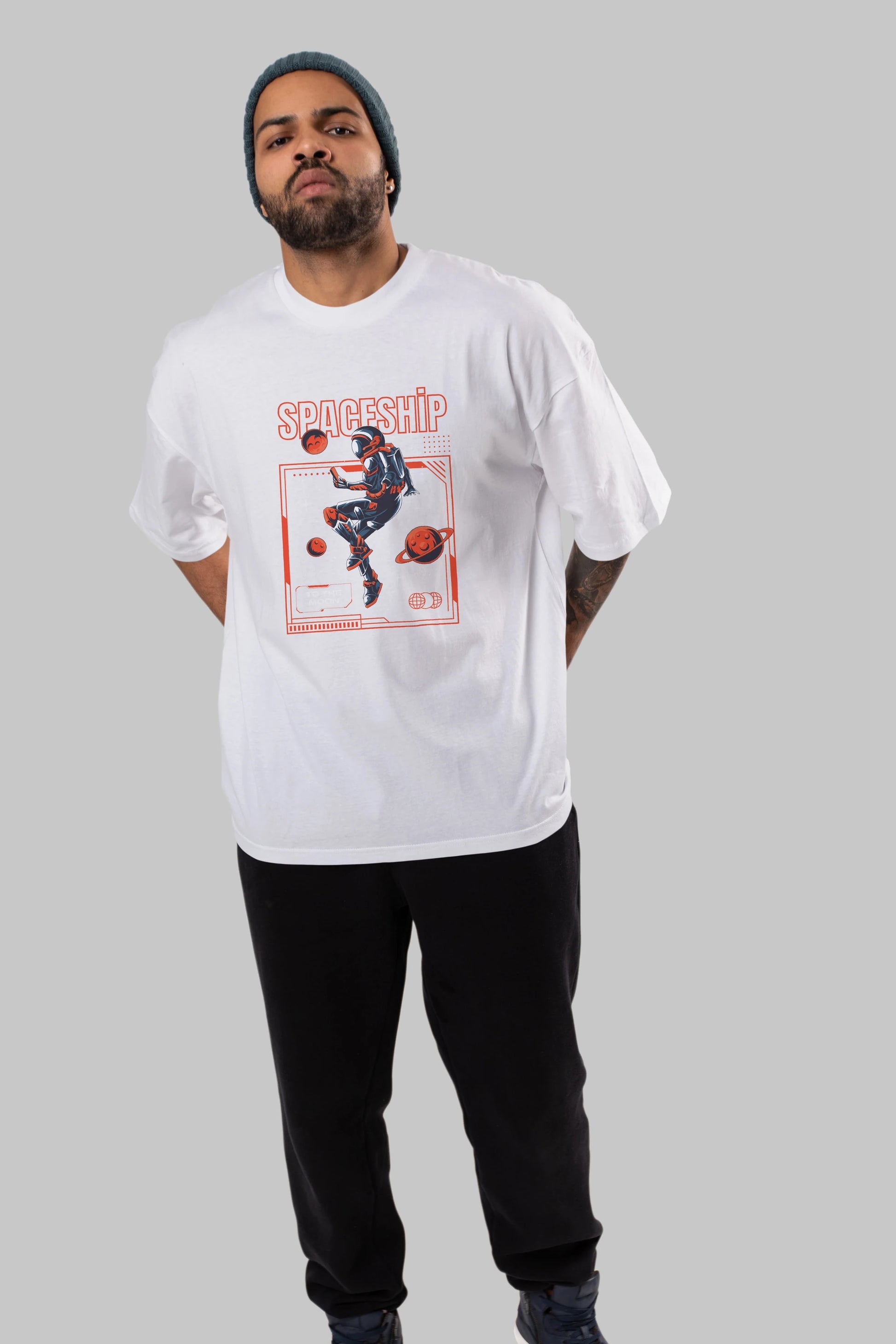 Spaceship Ön Baskılı Oversize t-shirt Erkek Kadın Unisex
