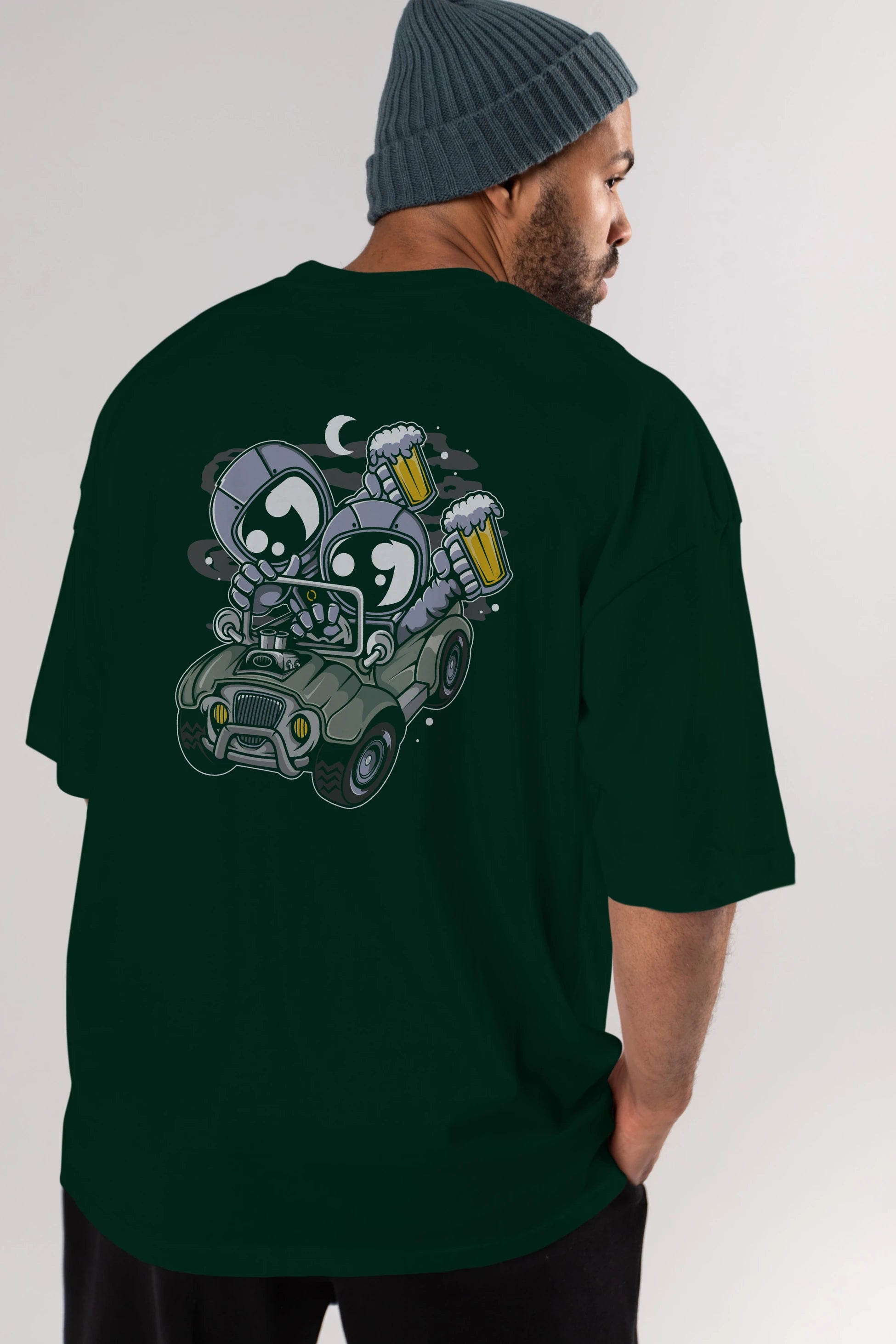 Astronaut Offroad Arka Baskılı Oversize t-shirt Erkek Kadın Unisex