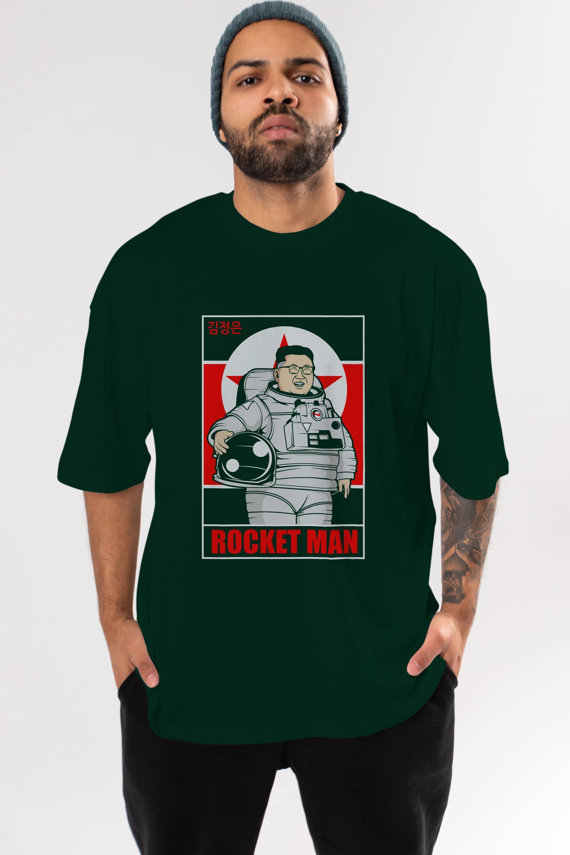 Astronot Kim Ön Baskılı Oversize t-shirt Erkek Kadın Unisex %100 Pamuk tişort